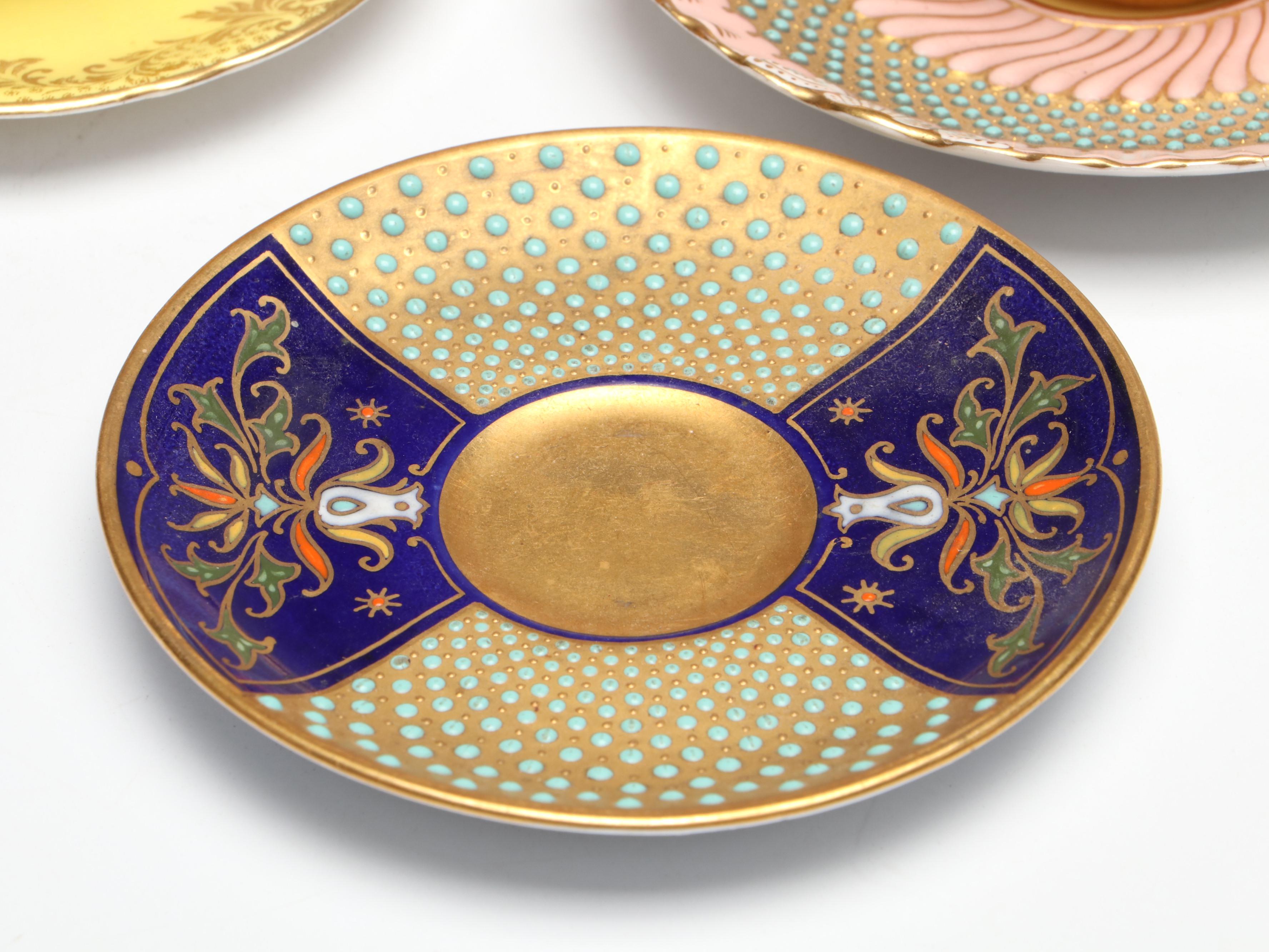 Royal Doulton Ceramic Demitasse Cup with Coalport Demitasse Cups and Lidded Box