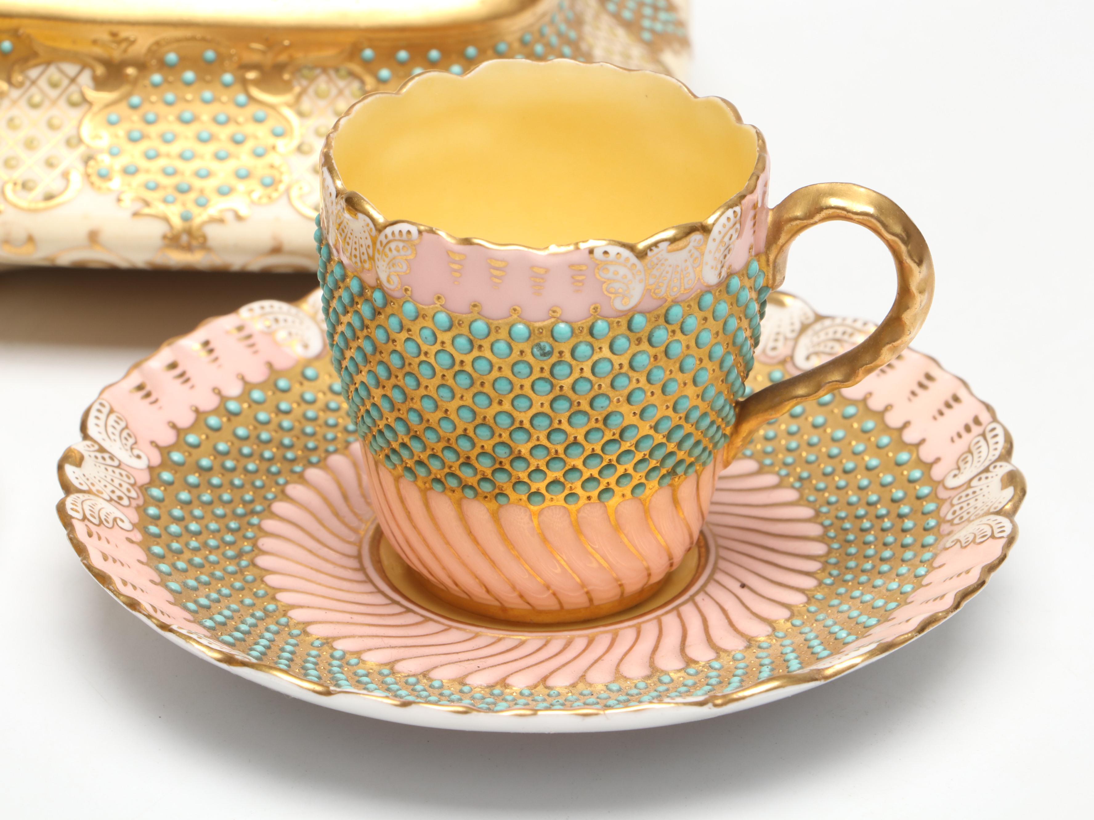 Royal Doulton Ceramic Demitasse Cup with Coalport Demitasse Cups and Lidded Box