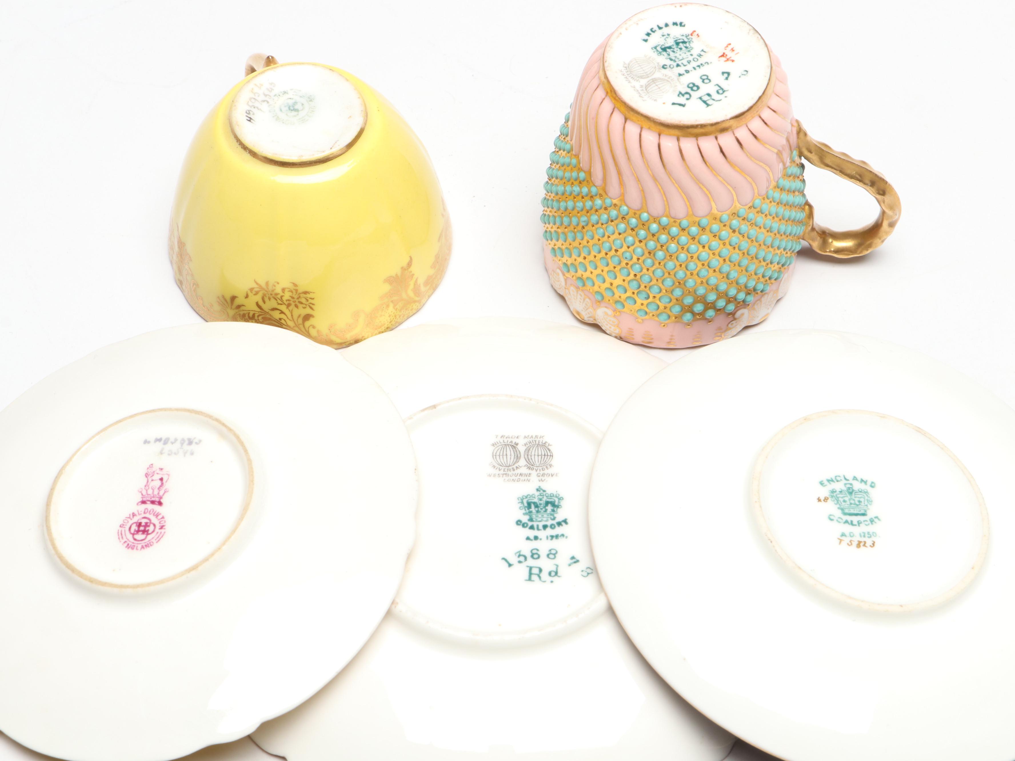 Royal Doulton Ceramic Demitasse Cup with Coalport Demitasse Cups and Lidded Box