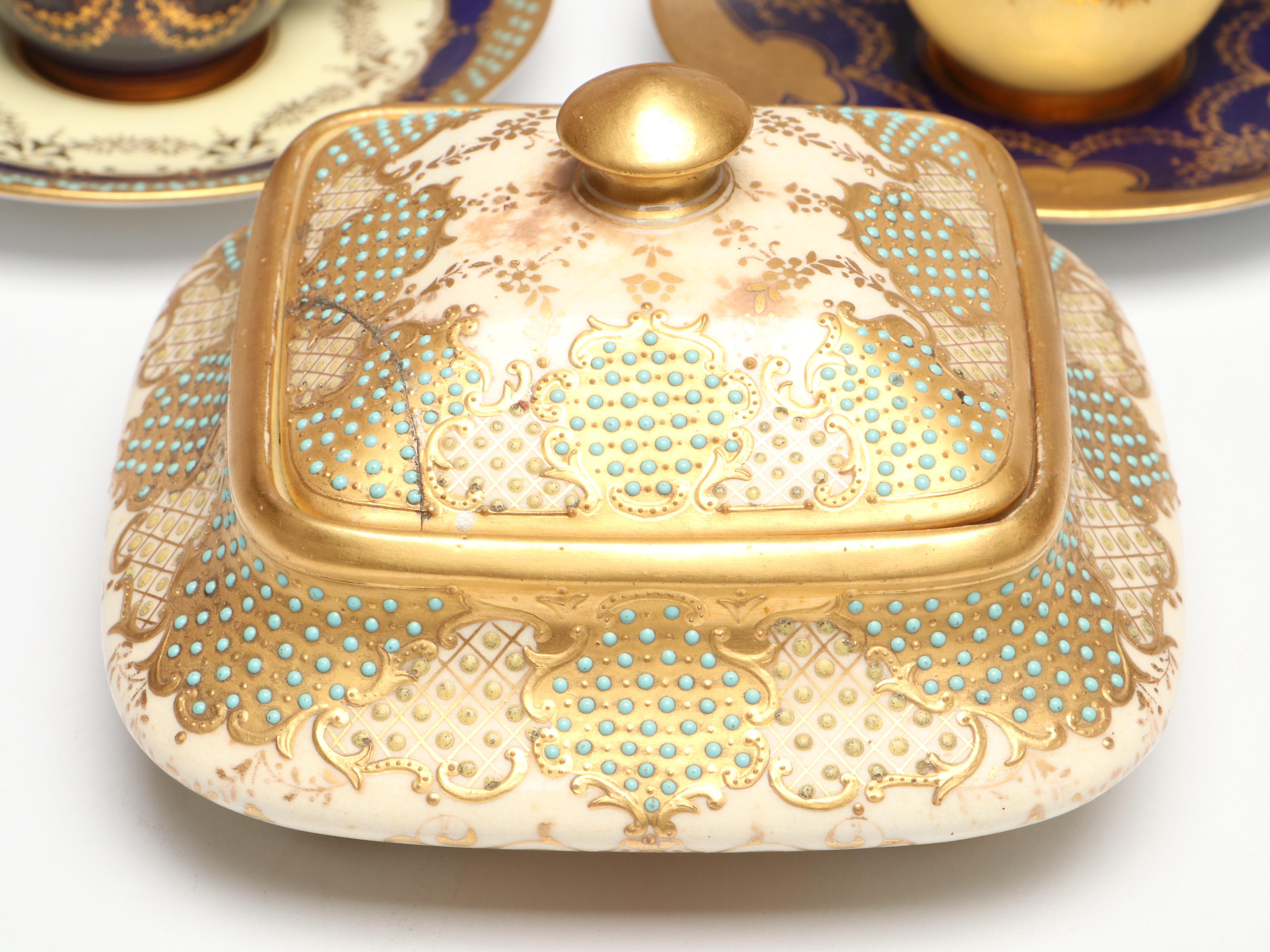 Royal Doulton Ceramic Demitasse Cup with Coalport Demitasse Cups and Lidded Box