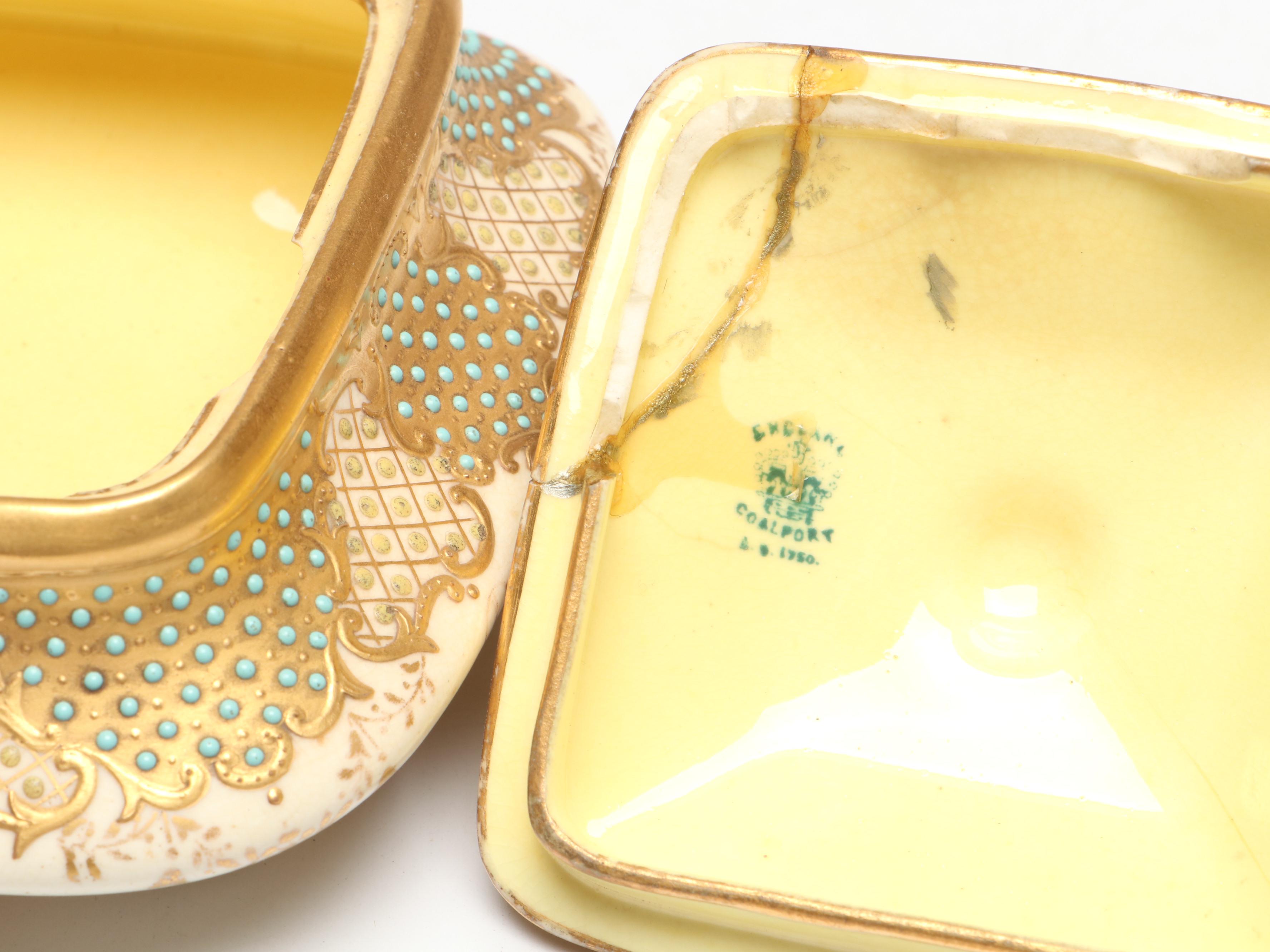 Royal Doulton Ceramic Demitasse Cup with Coalport Demitasse Cups and Lidded Box