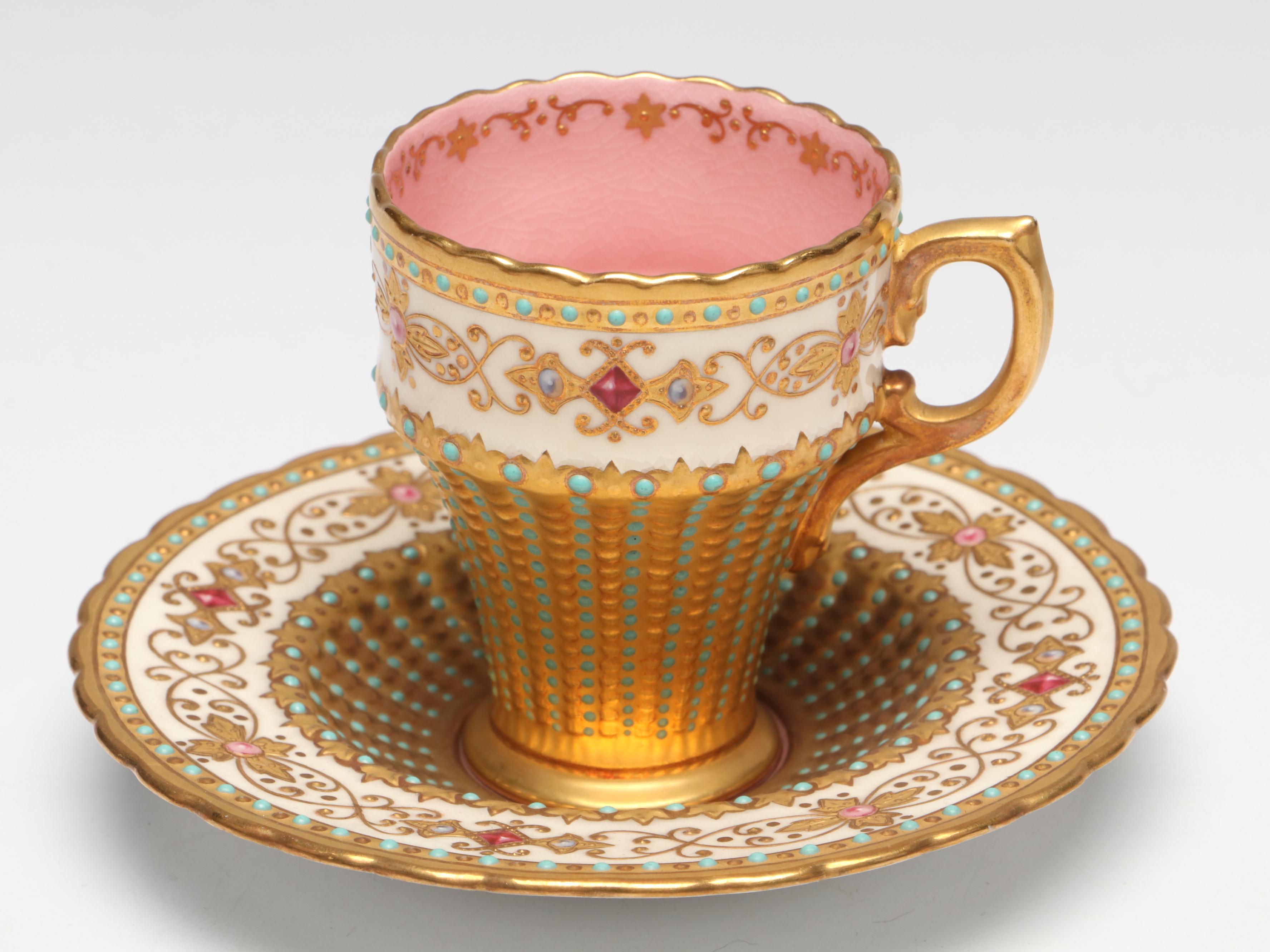 Royal Doulton Ceramic Demitasse Cup with Coalport Demitasse Cups and Lidded Box