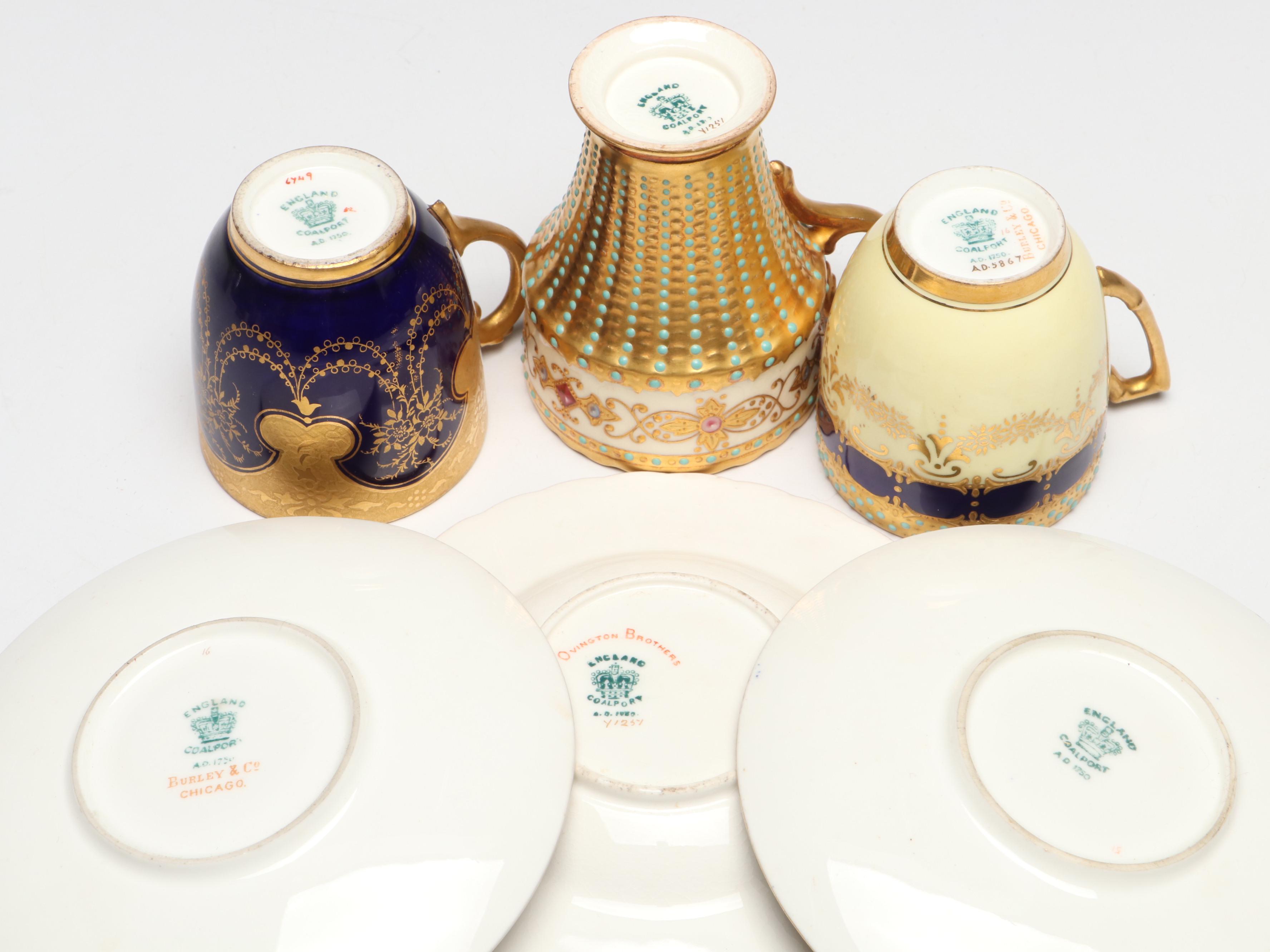 Royal Doulton Ceramic Demitasse Cup with Coalport Demitasse Cups and Lidded Box