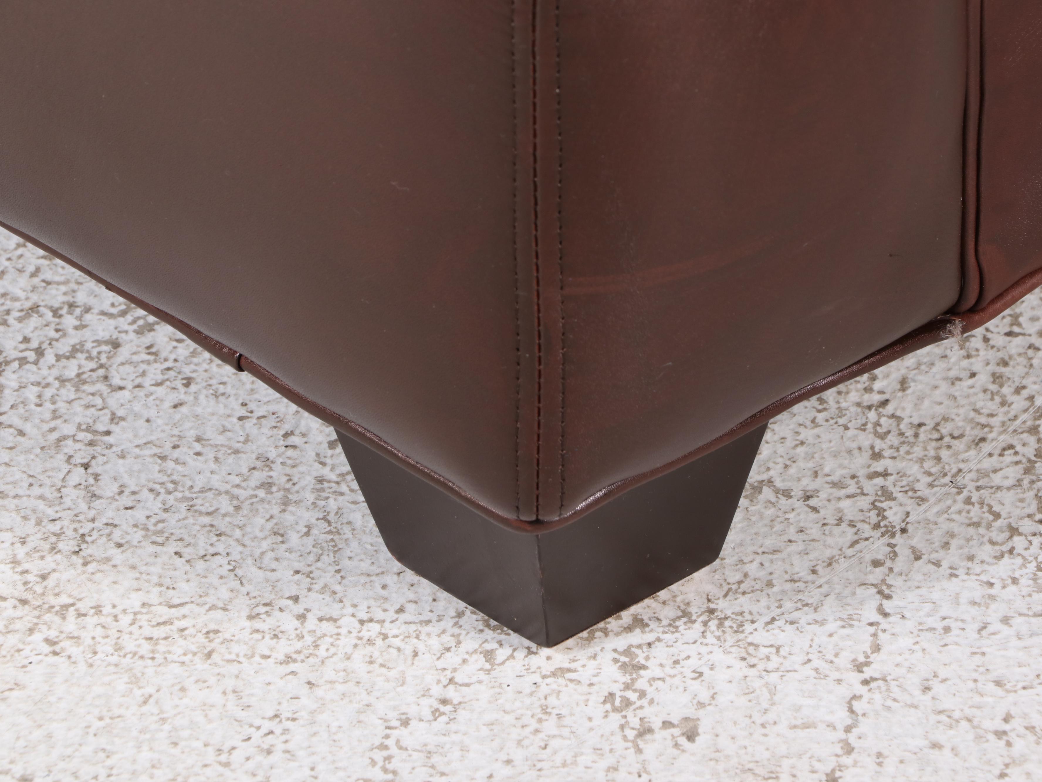 Arhaus Furniture Brown Leather Roll-Arm Sofa