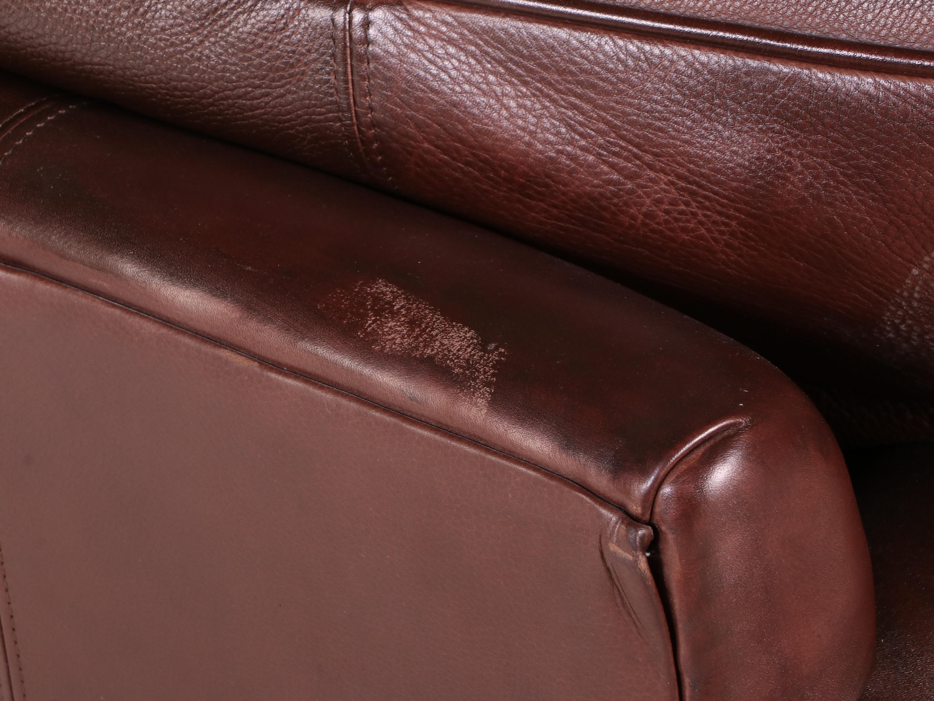 Arhaus Furniture Brown Leather Roll-Arm Sofa