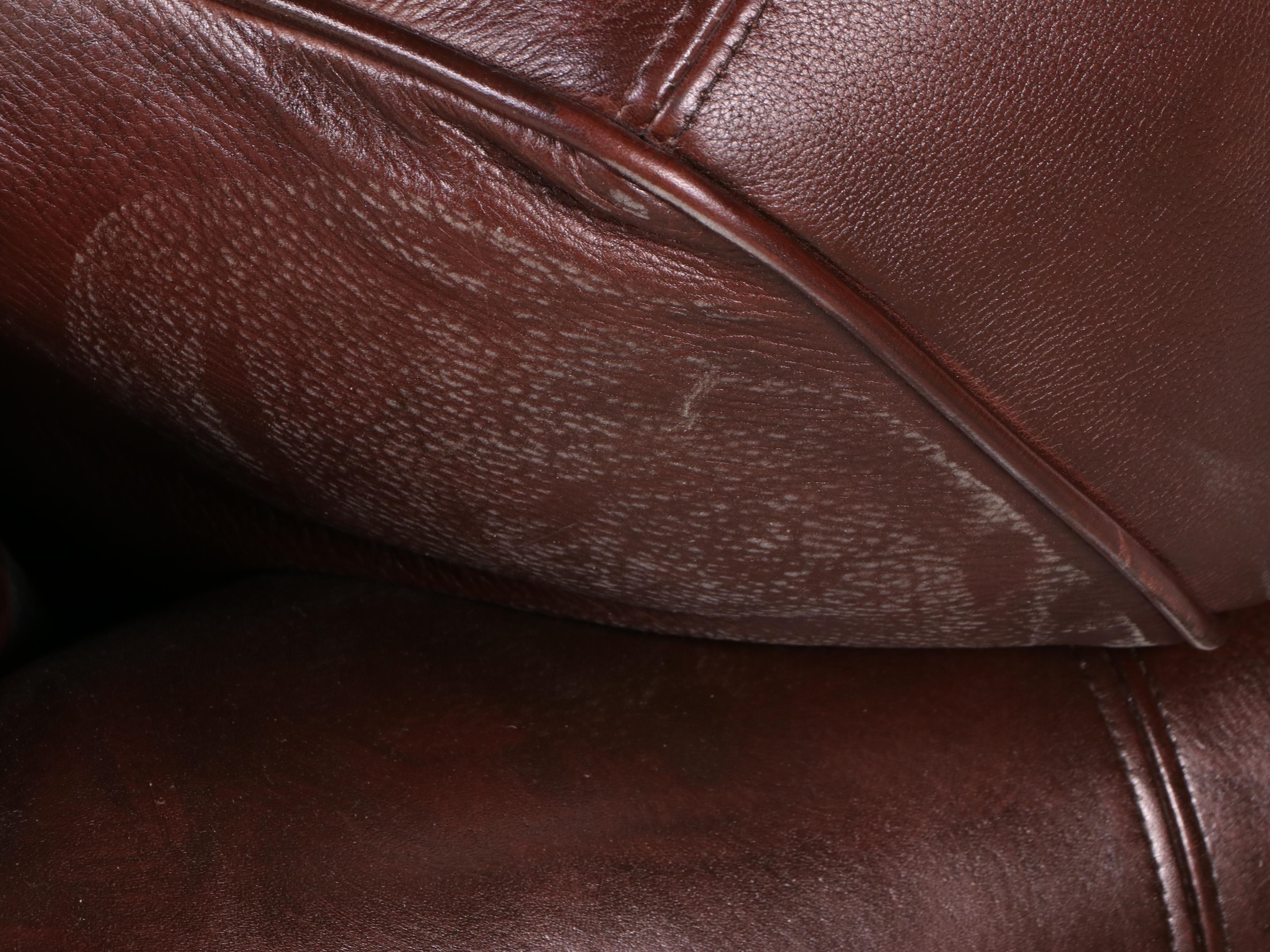 Arhaus Furniture Brown Leather Roll-Arm Sofa