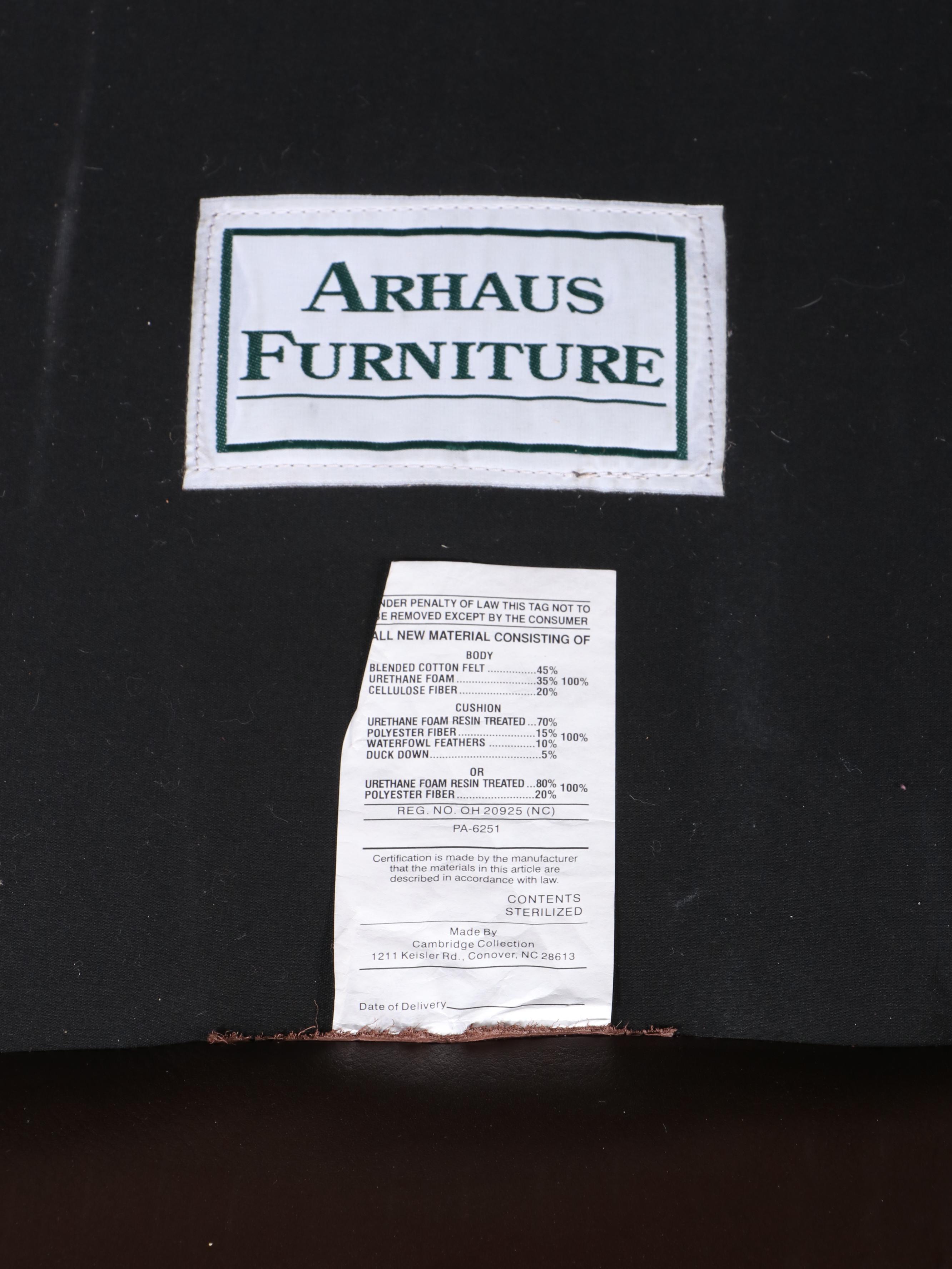 Arhaus Furniture Brown Leather Roll-Arm Sofa