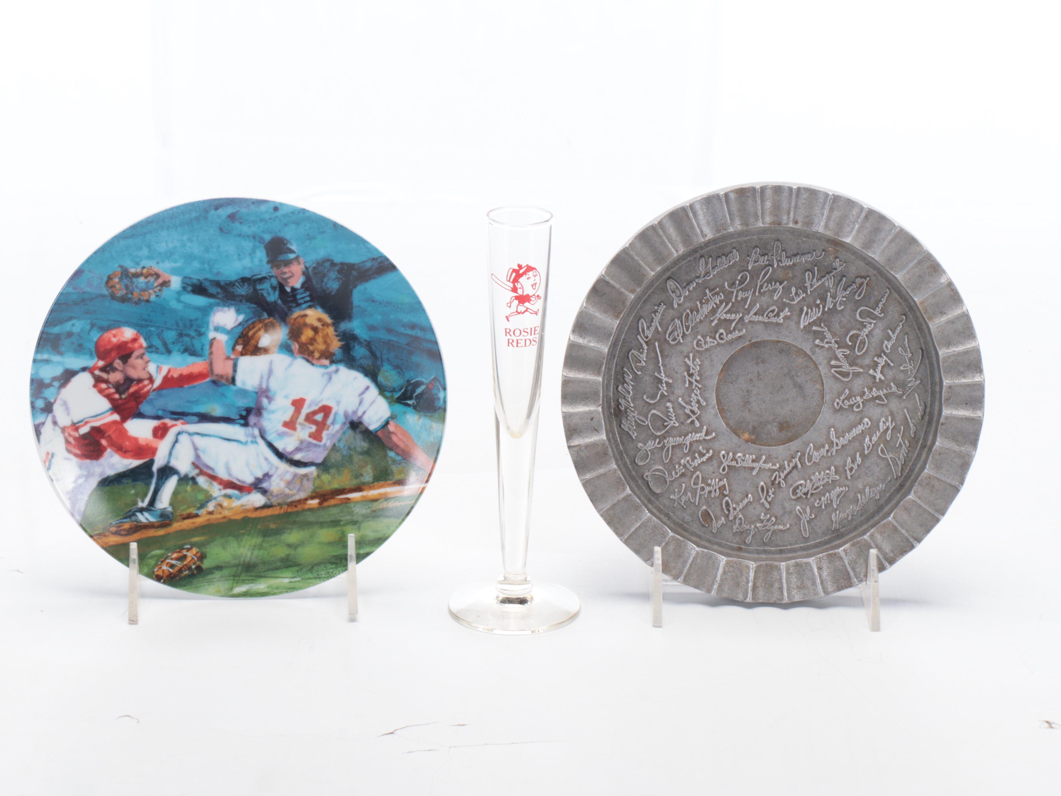 Johnny Bench Poster with Cincinnati Reds Ashtray, Books, and More