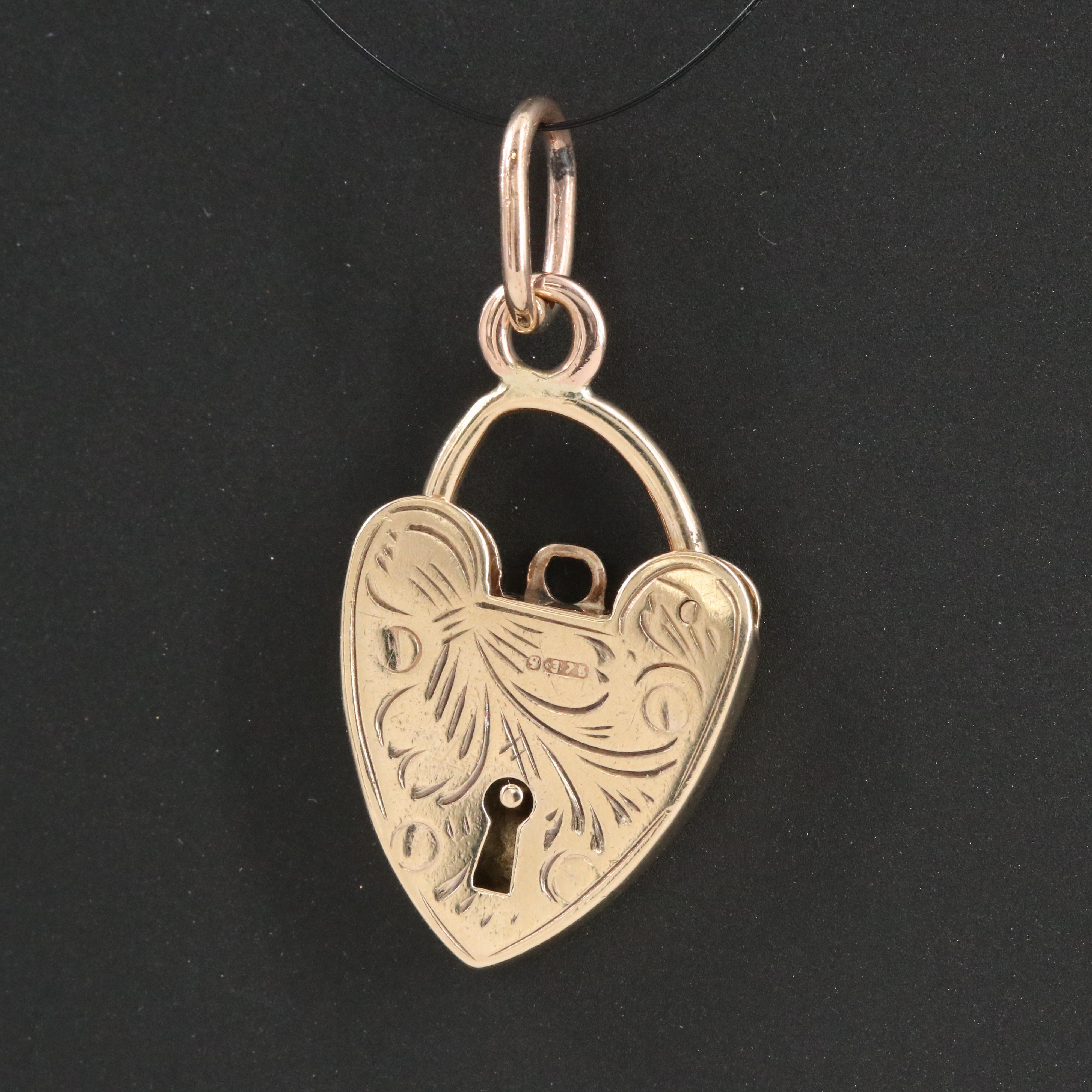 British 9K Heart Padlock Charm