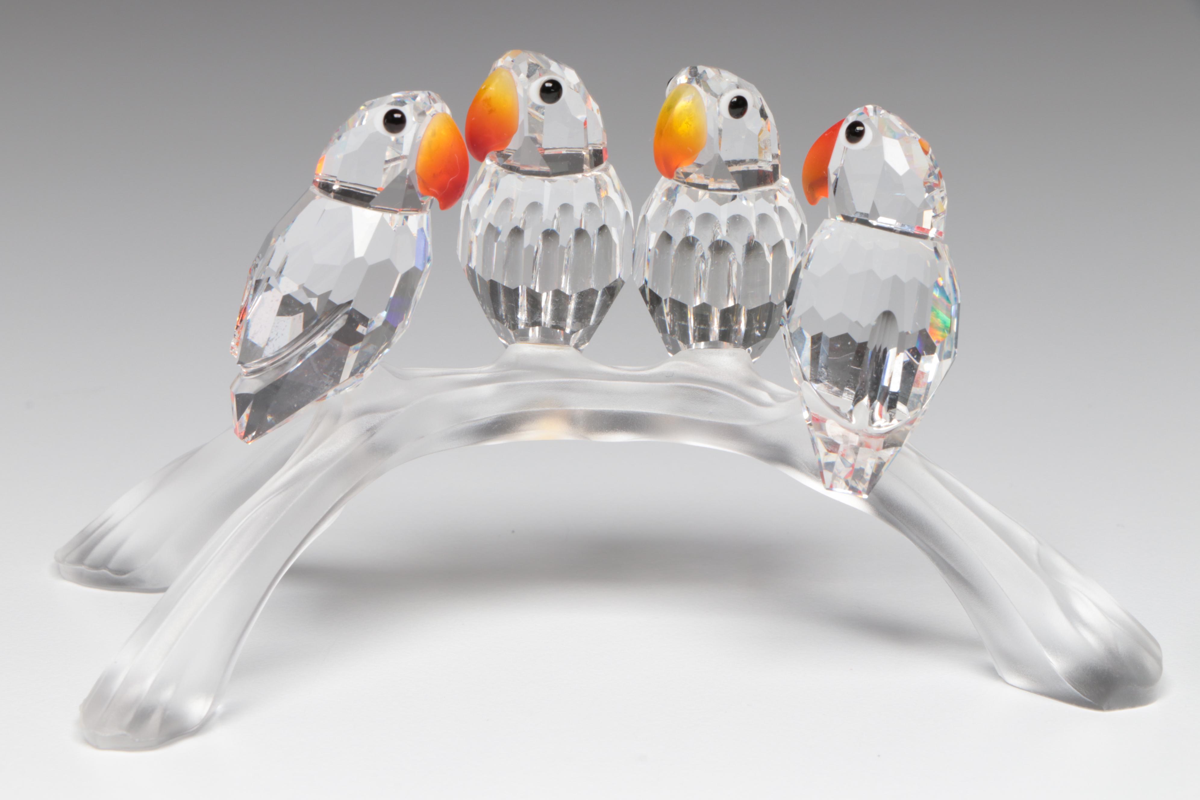 Swarovski and Kurt S. Adler Crystal Parrot and Hummingbird Figurines