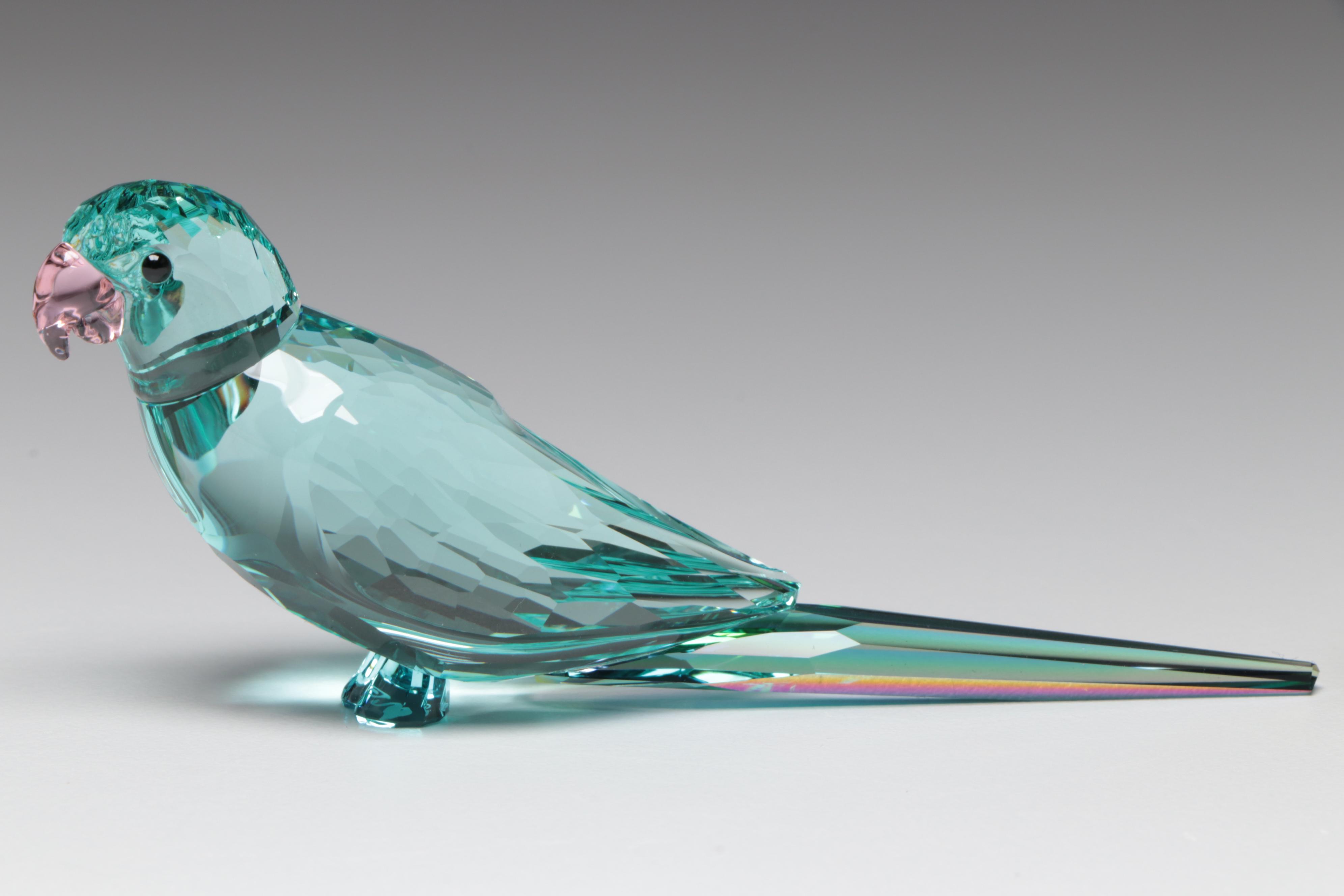 Swarovski and Kurt S. Adler Crystal Parrot and Hummingbird Figurines