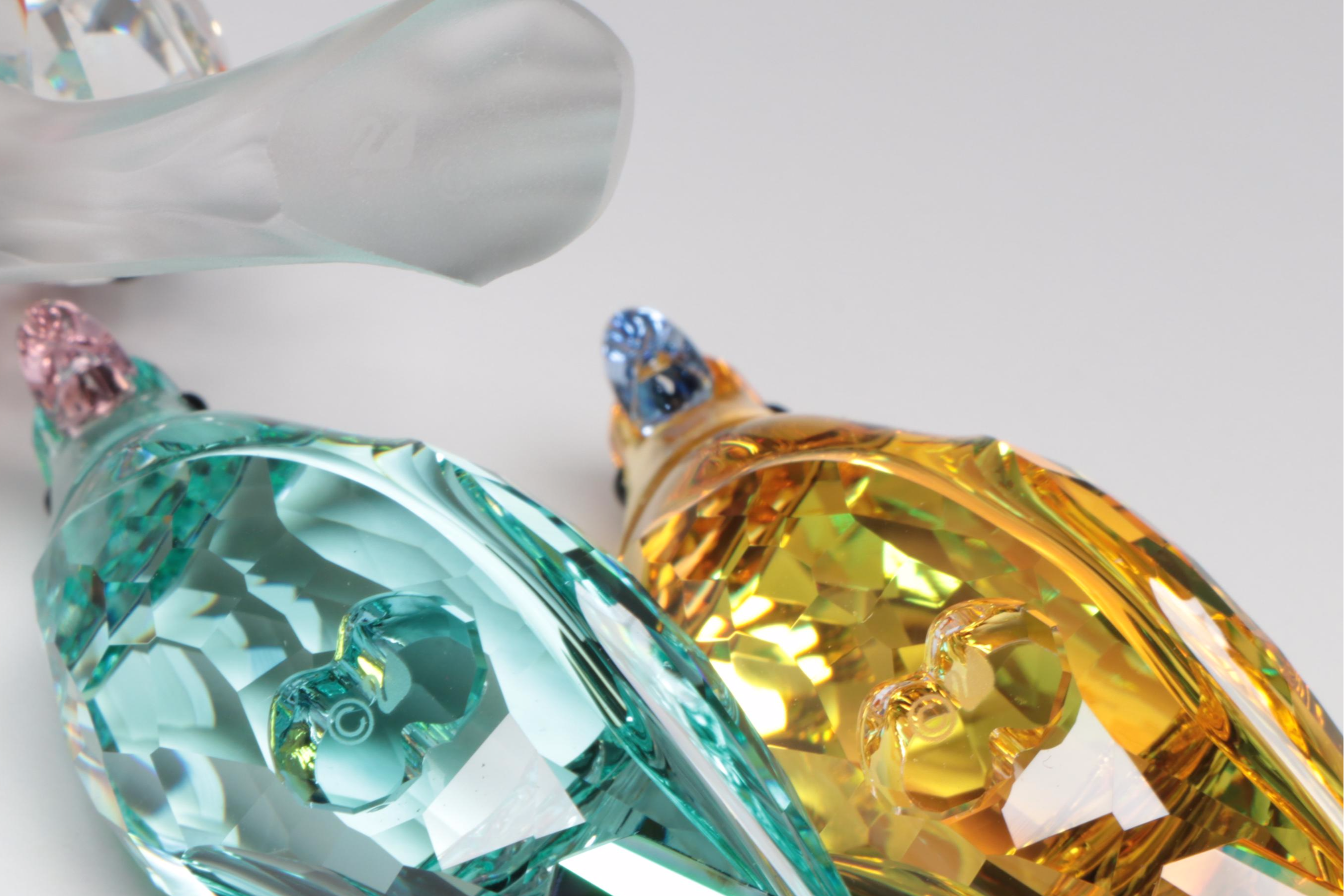 Swarovski and Kurt S. Adler Crystal Parrot and Hummingbird Figurines