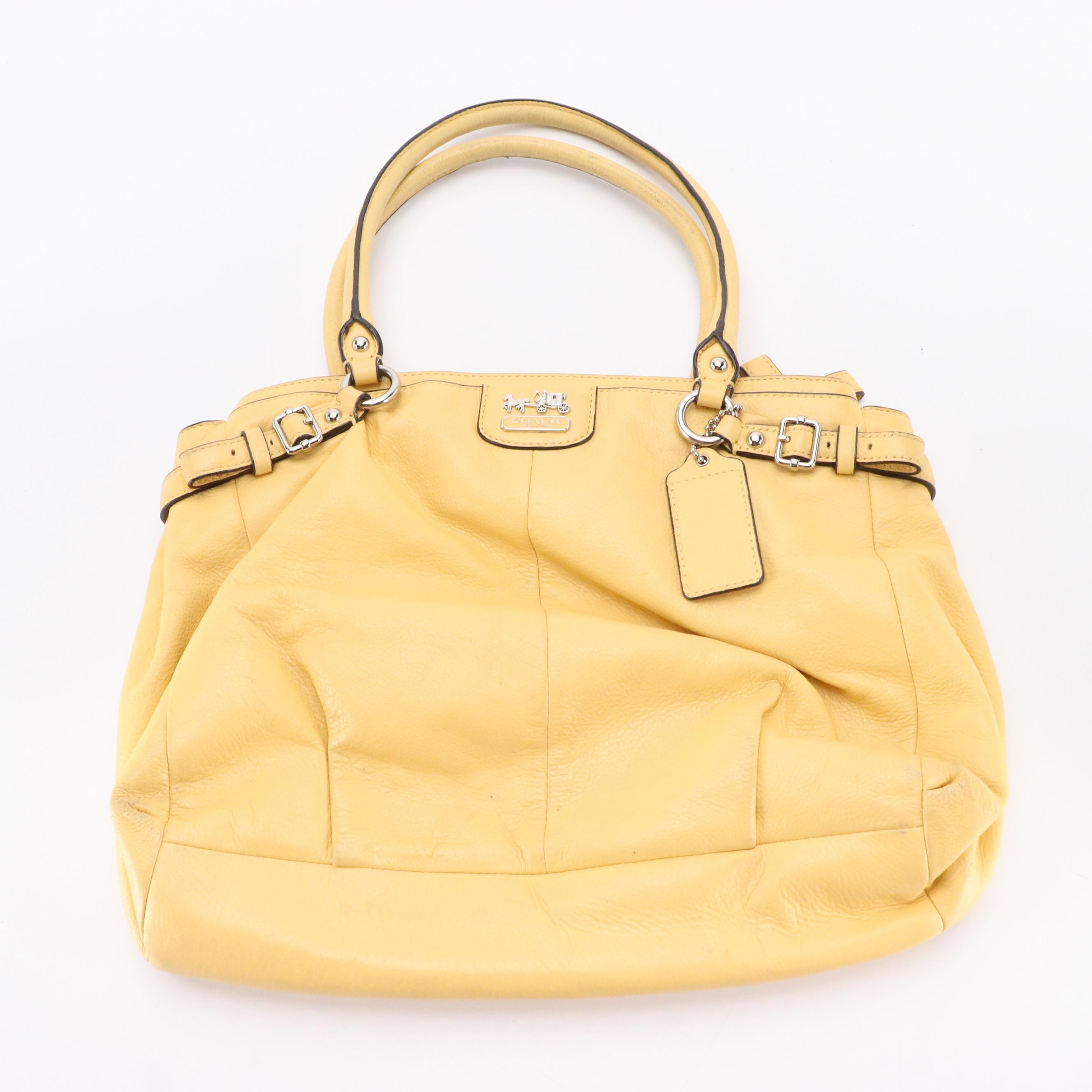 Coach Madison Abigail Croc/Ostrich Leather Shoulder Bag and Yellow Leather Bag