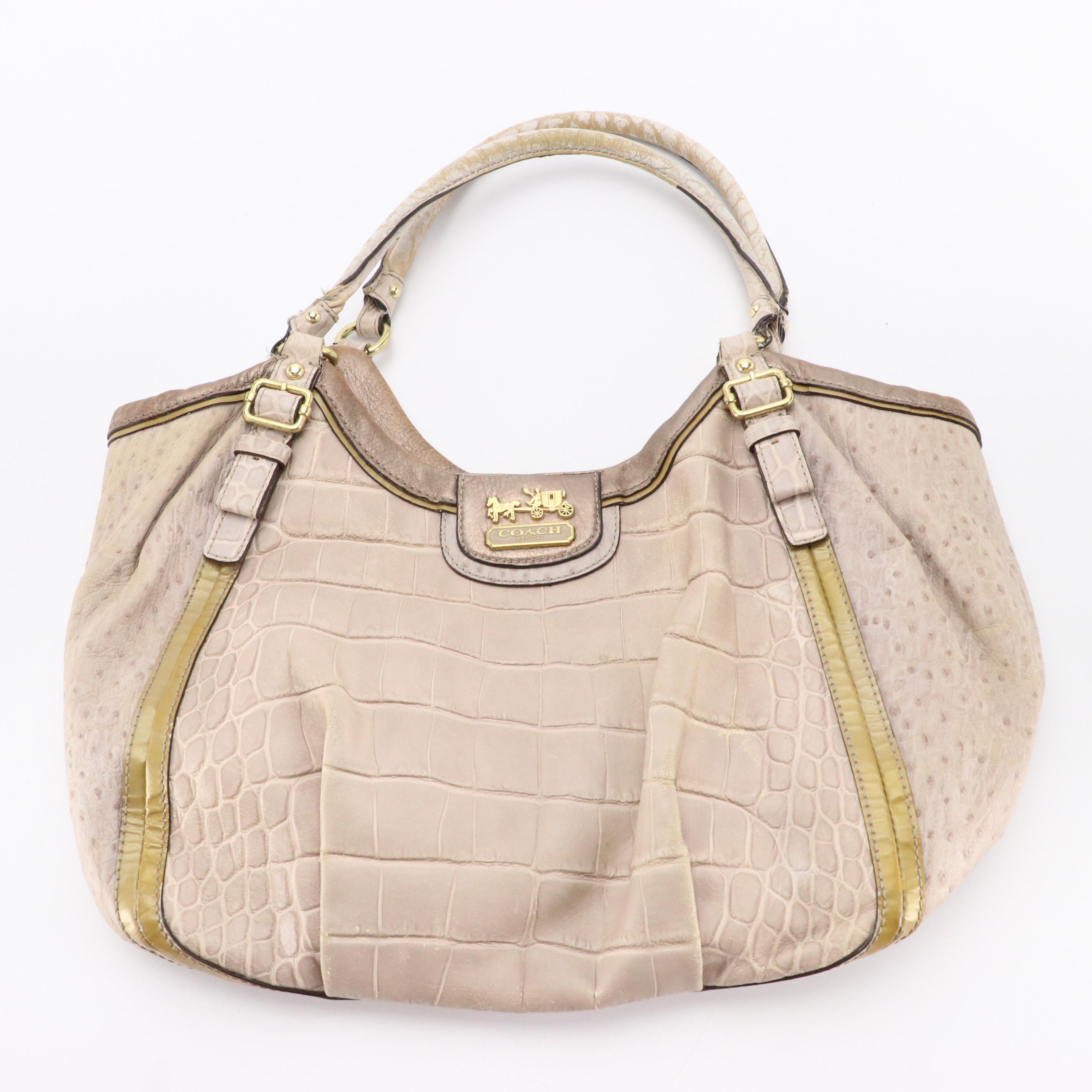 Coach Madison Abigail Croc/Ostrich Leather Shoulder Bag and Yellow Leather Bag