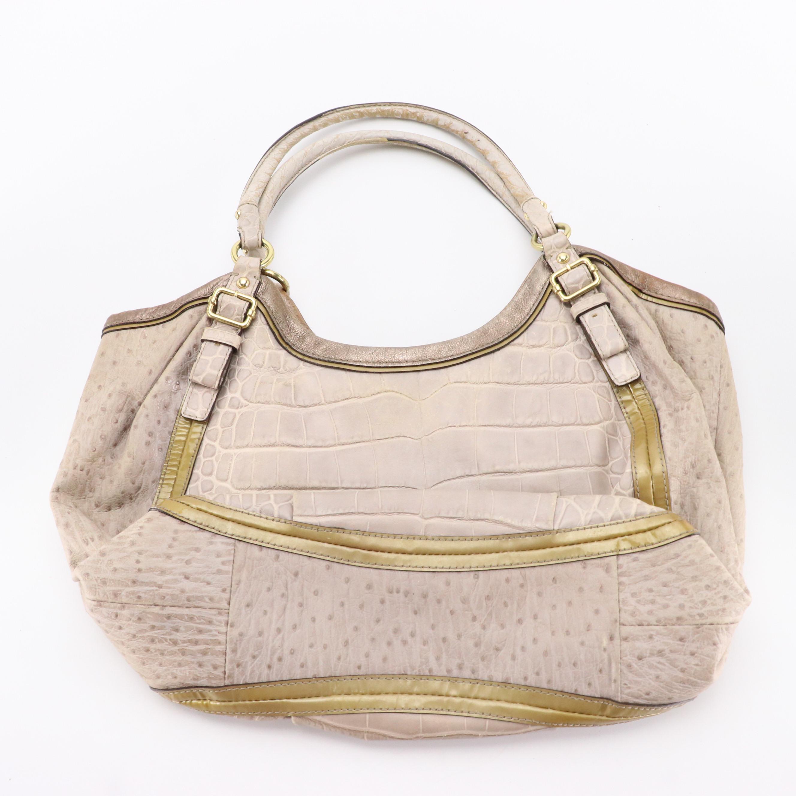 Coach Madison Abigail Croc/Ostrich Leather Shoulder Bag and Yellow Leather Bag