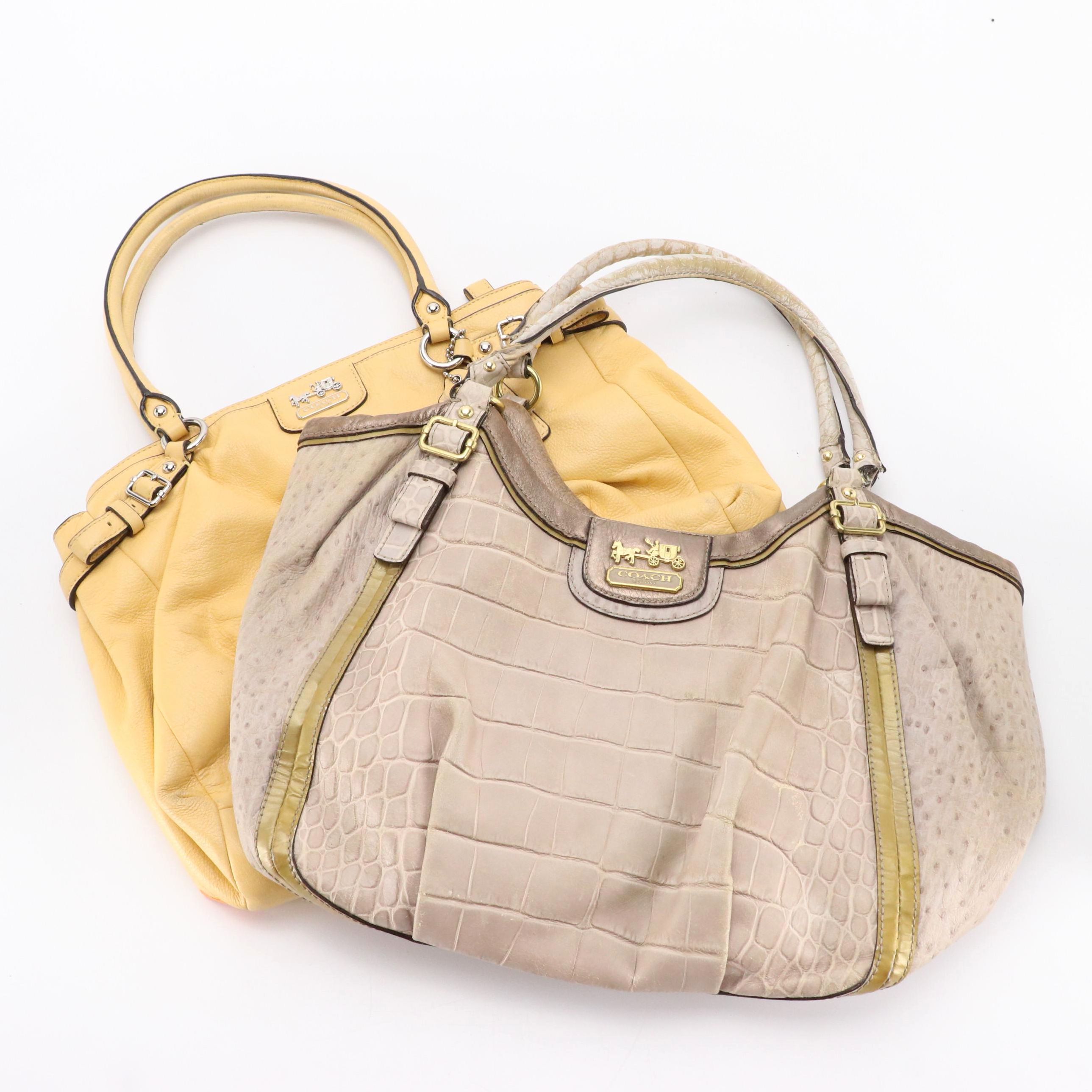 Coach Madison Abigail Croc/Ostrich Leather Shoulder Bag and Yellow Leather Bag