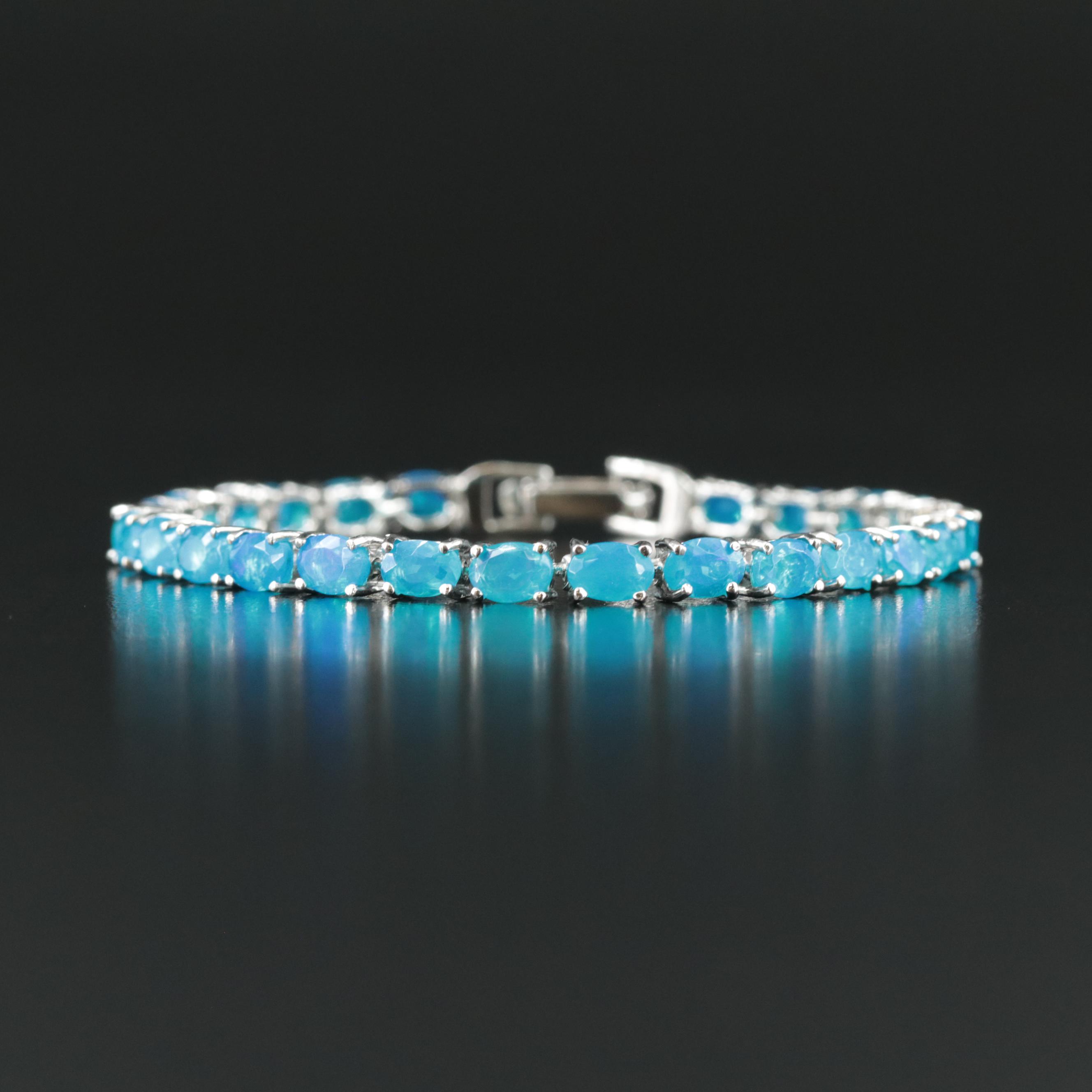 Sterling Opal Line Bracelet