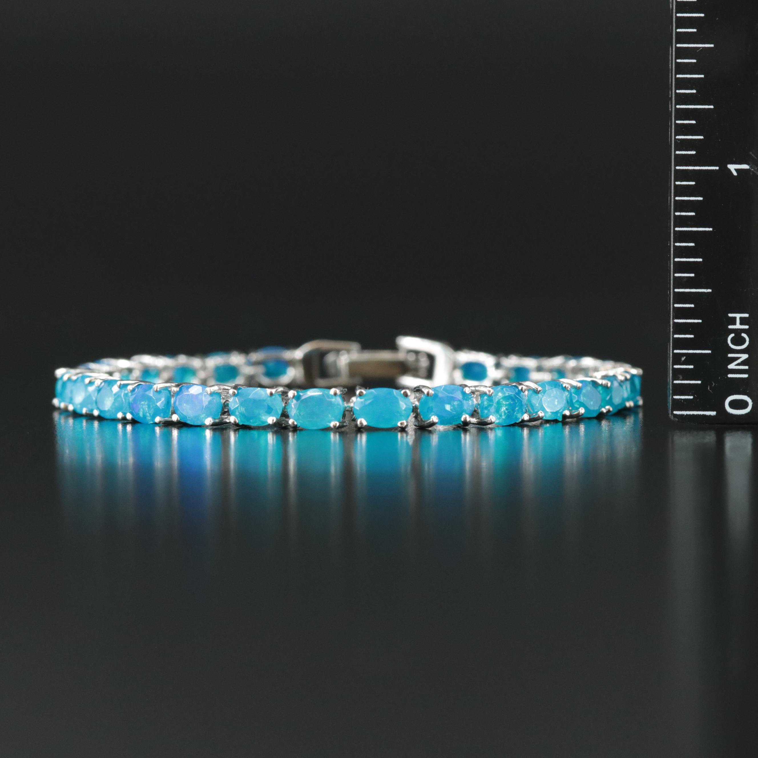 Sterling Opal Line Bracelet
