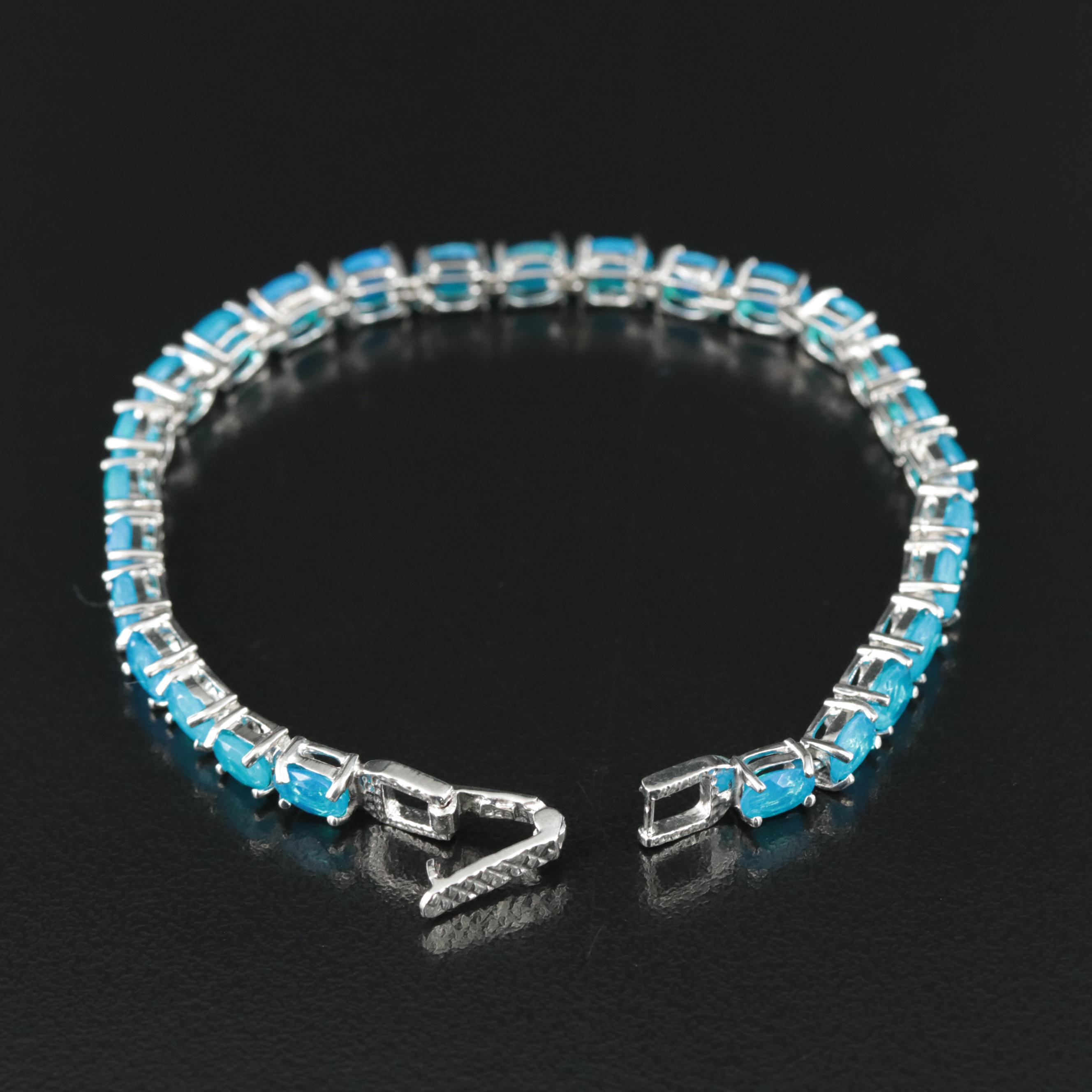 Sterling Opal Line Bracelet