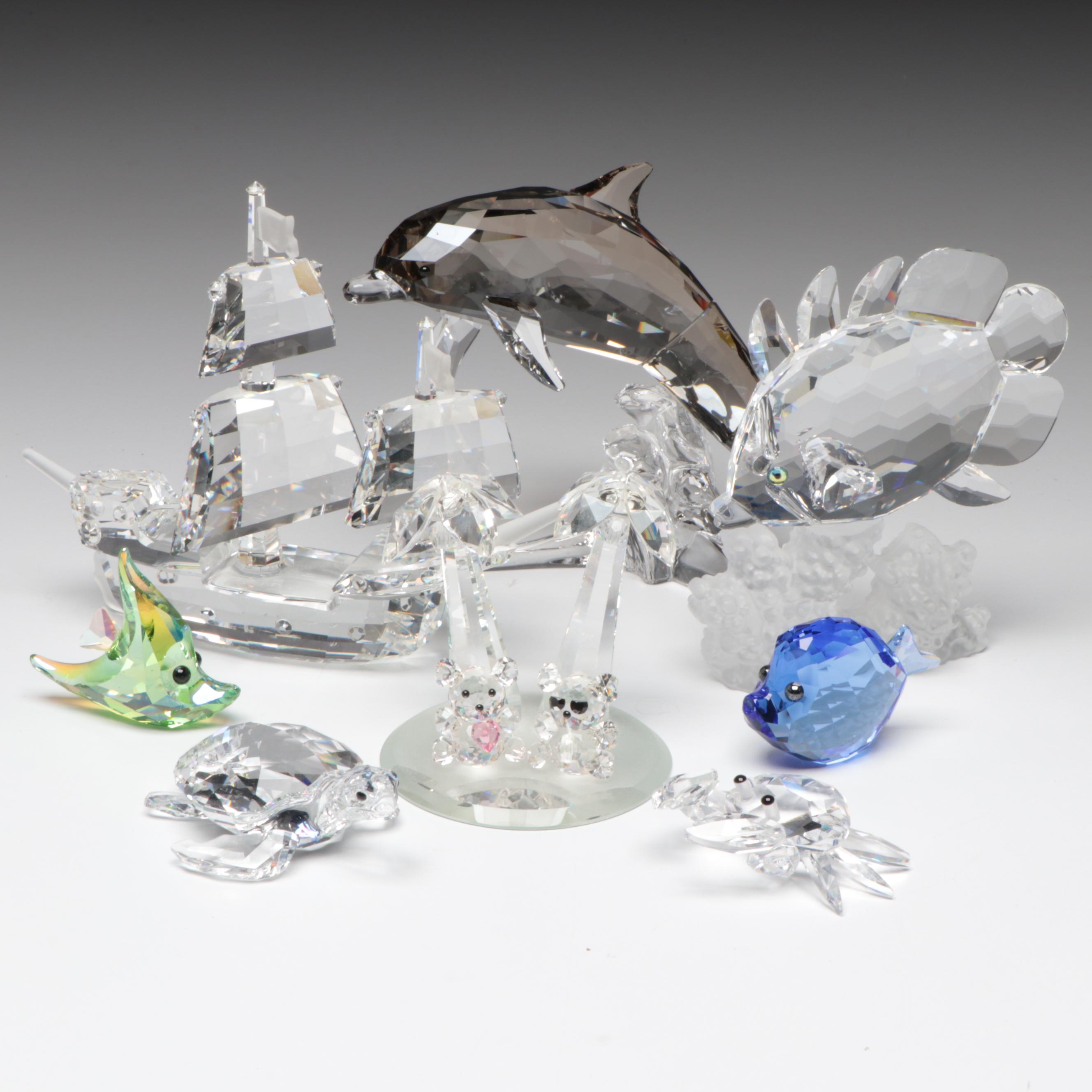 Swarovski and The Crystal World Dolphin, Crab, Fish, and More Figurines