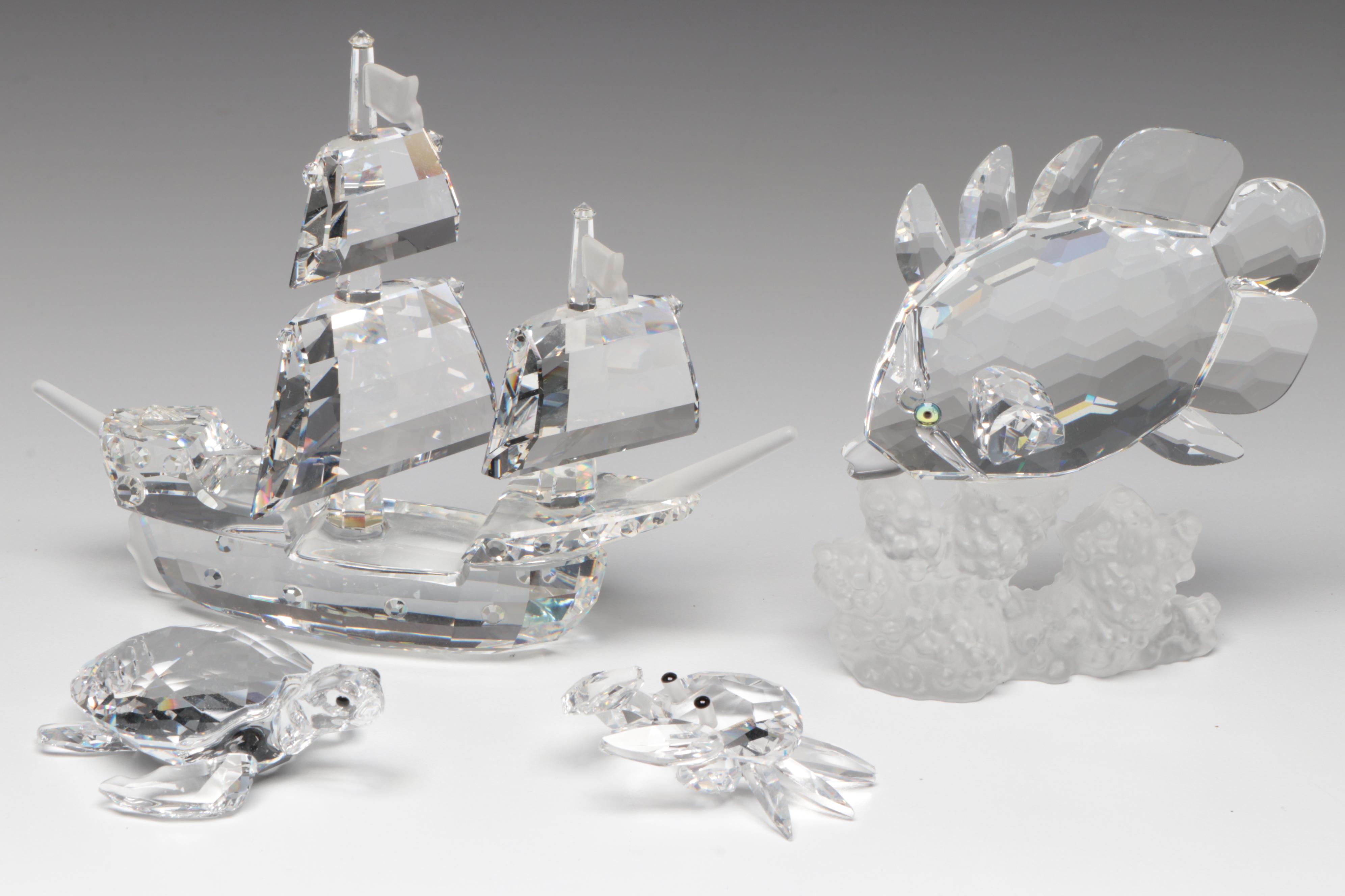 Swarovski and The Crystal World Dolphin, Crab, Fish, and More Figurines