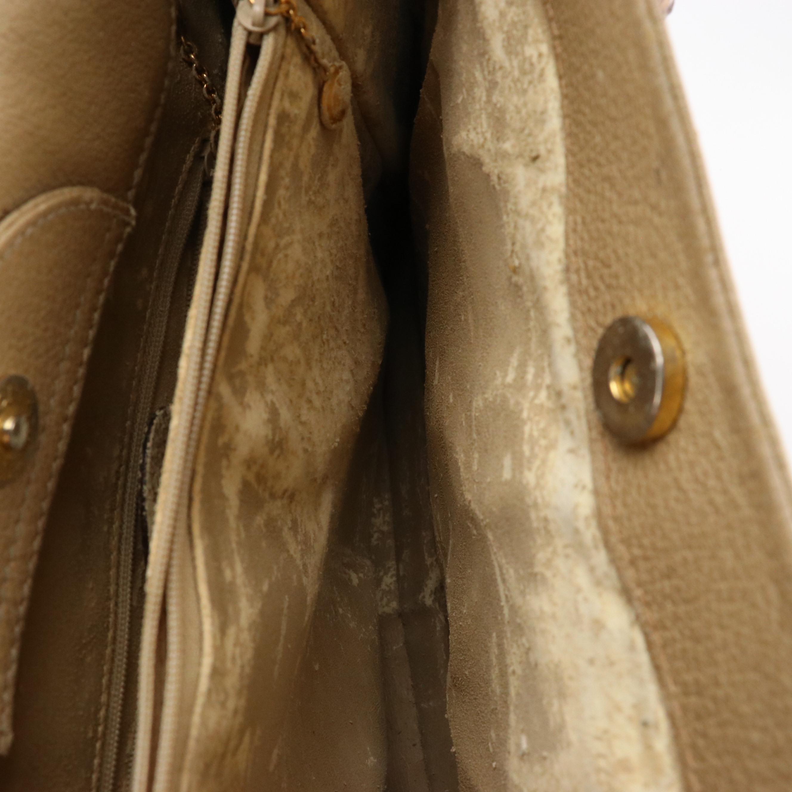 Gucci Diana Bamboo Handle Tote in Beige Suede and Cinghiale Leather