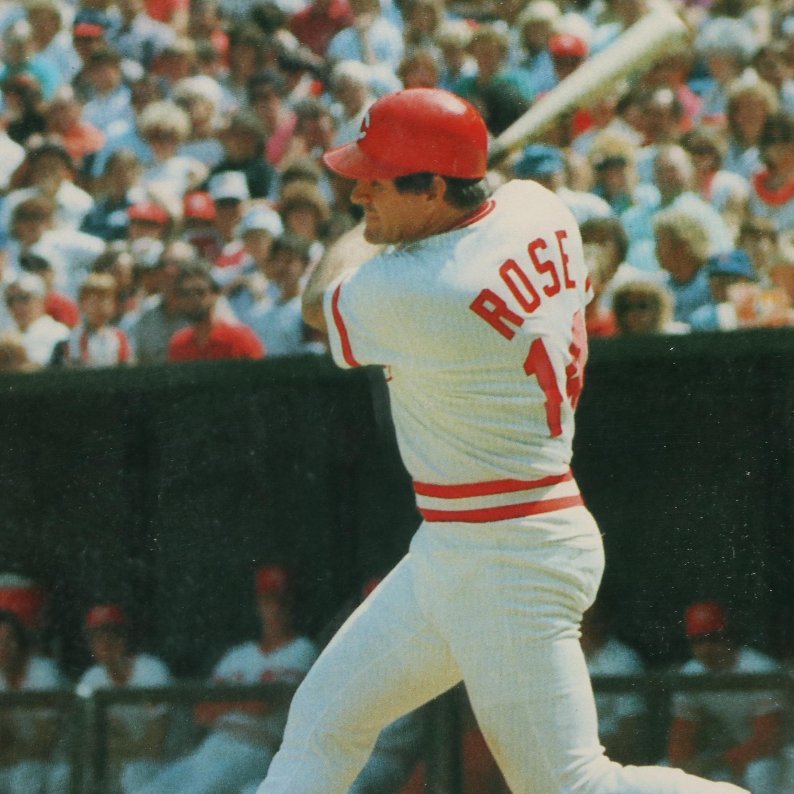 Pete Rose Signed Cincinnati Reds Framed Poster