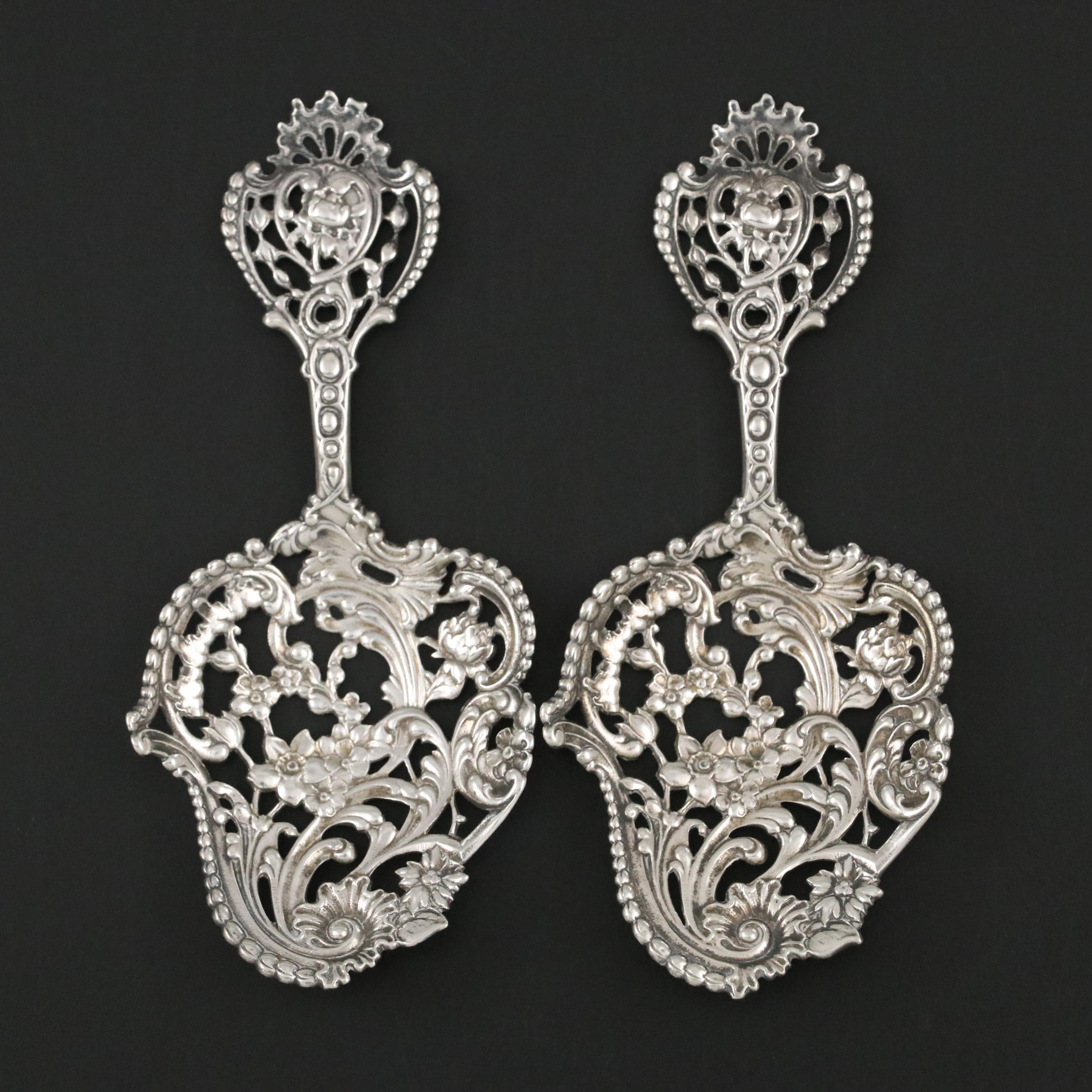 Gorham Sterling Silver Openwork Bonbonnière Servers, Late 19th Century