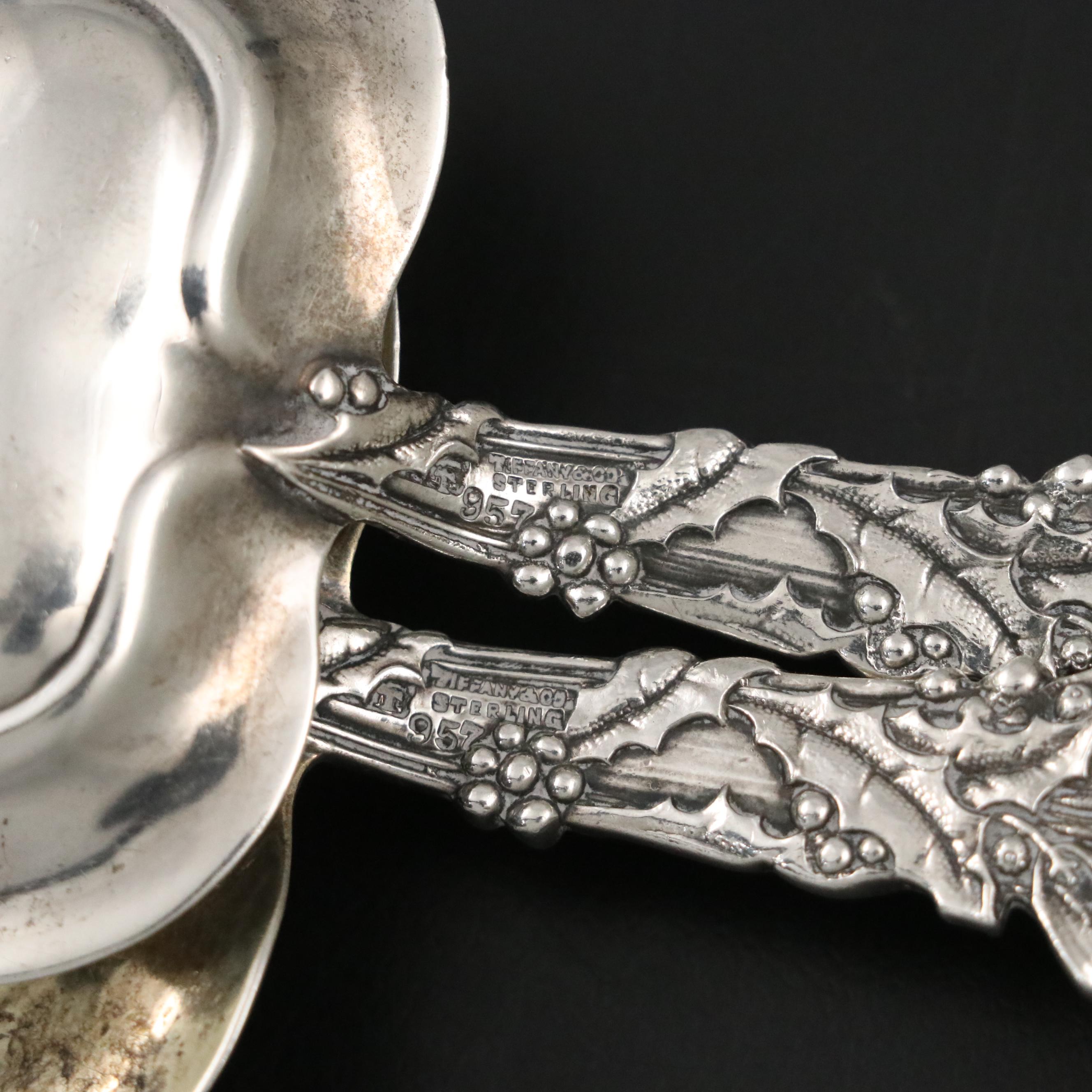 Tiffany & Co. "Holly" Sterling Silver Bonbonnière Servers