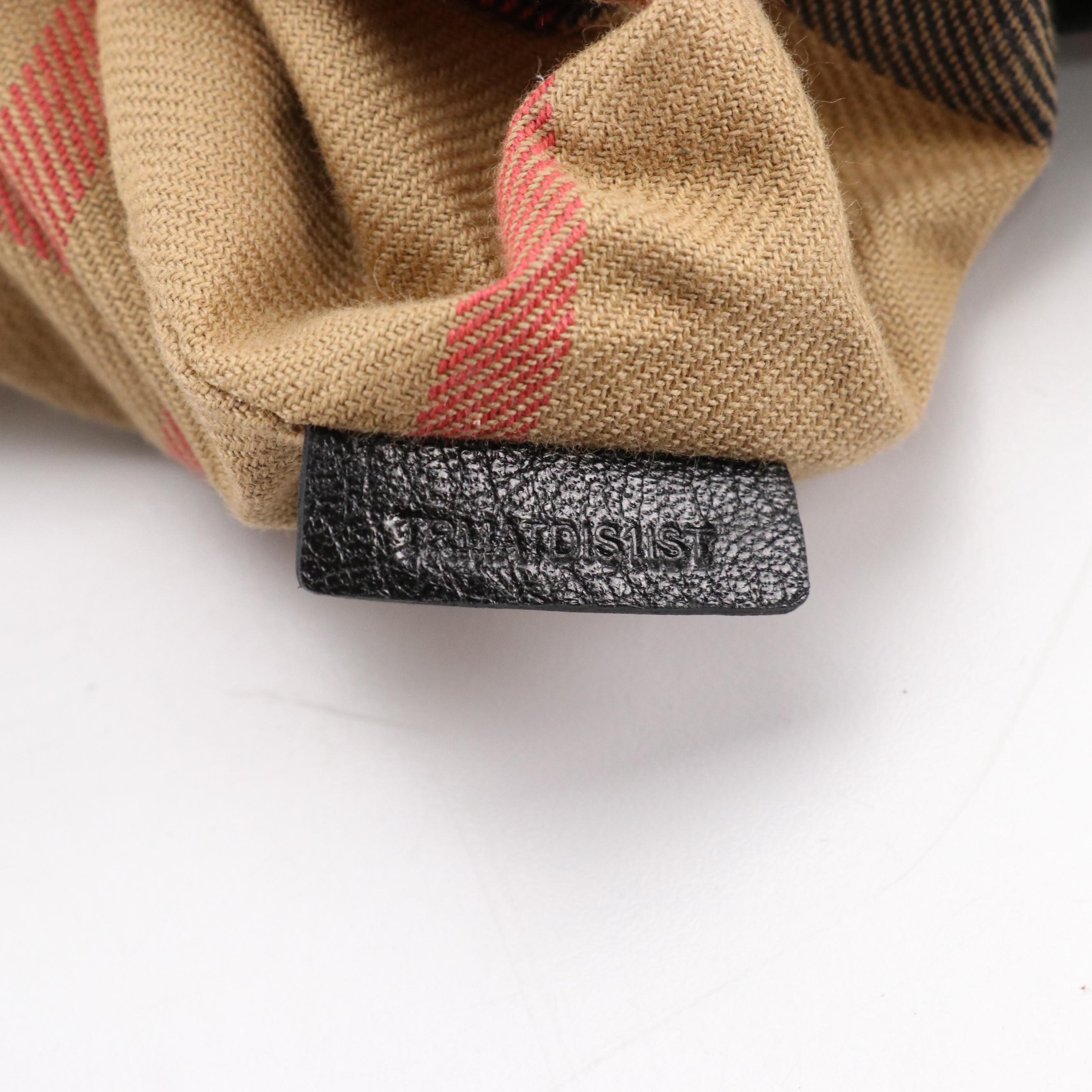 Burberry Half Moon Pleated Shoulder Bag in Black Grained Leather