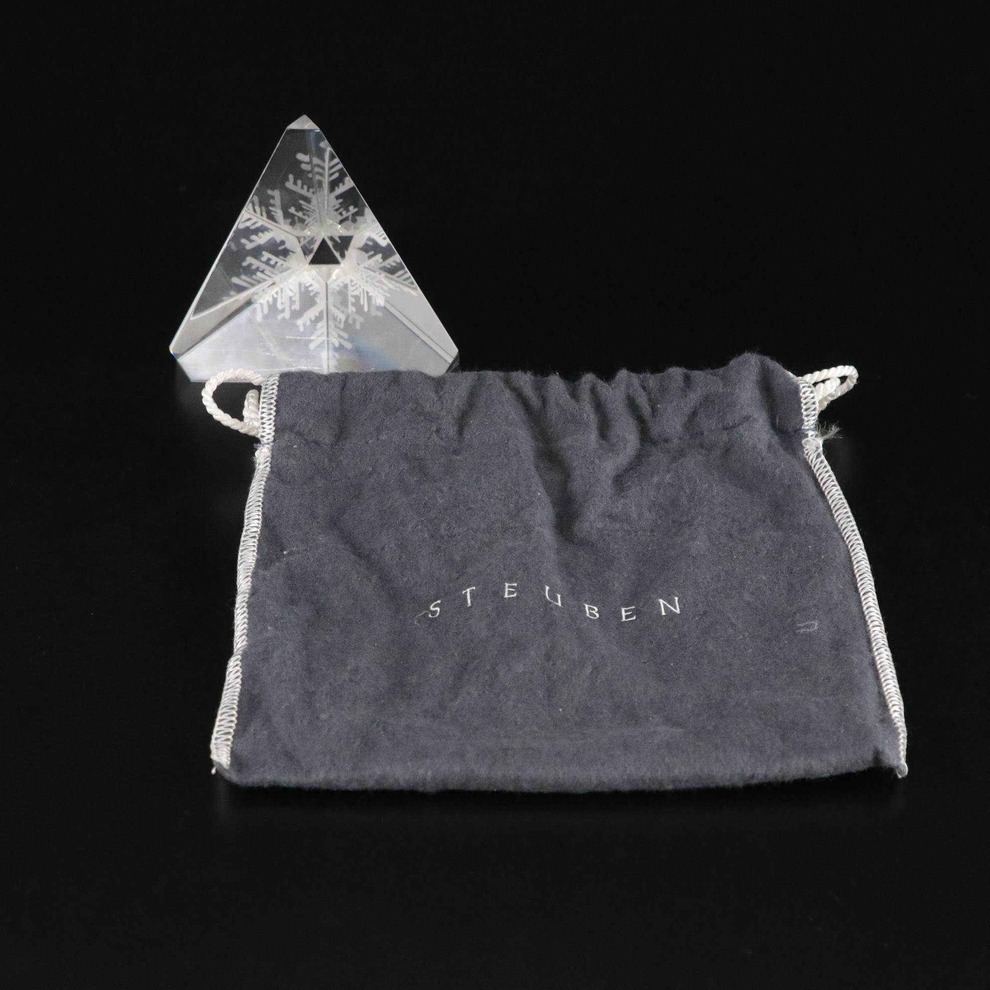 Steuben Crystal Prism Snowflake Paperweight