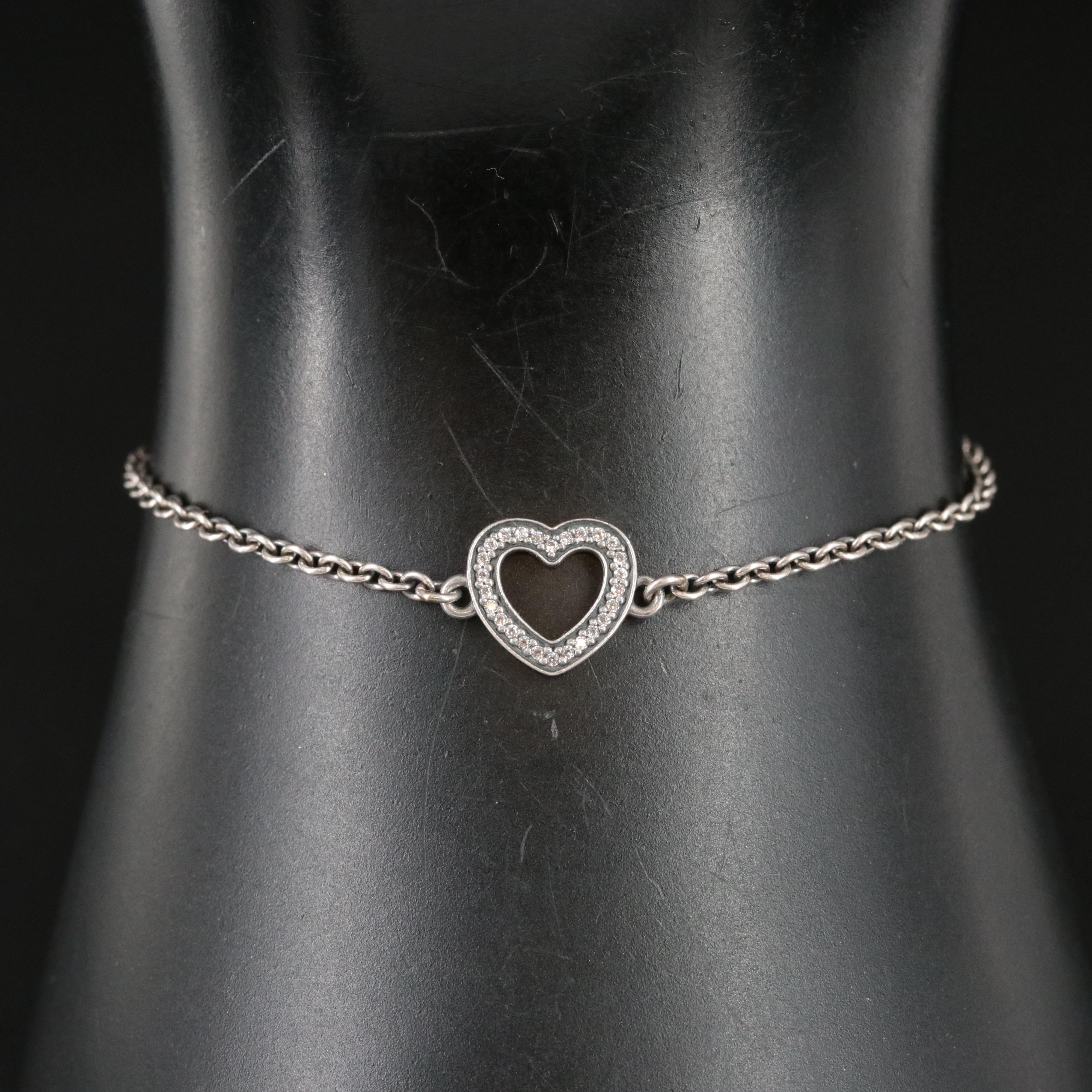 Pandora Sterling CZ Heart Bracelet