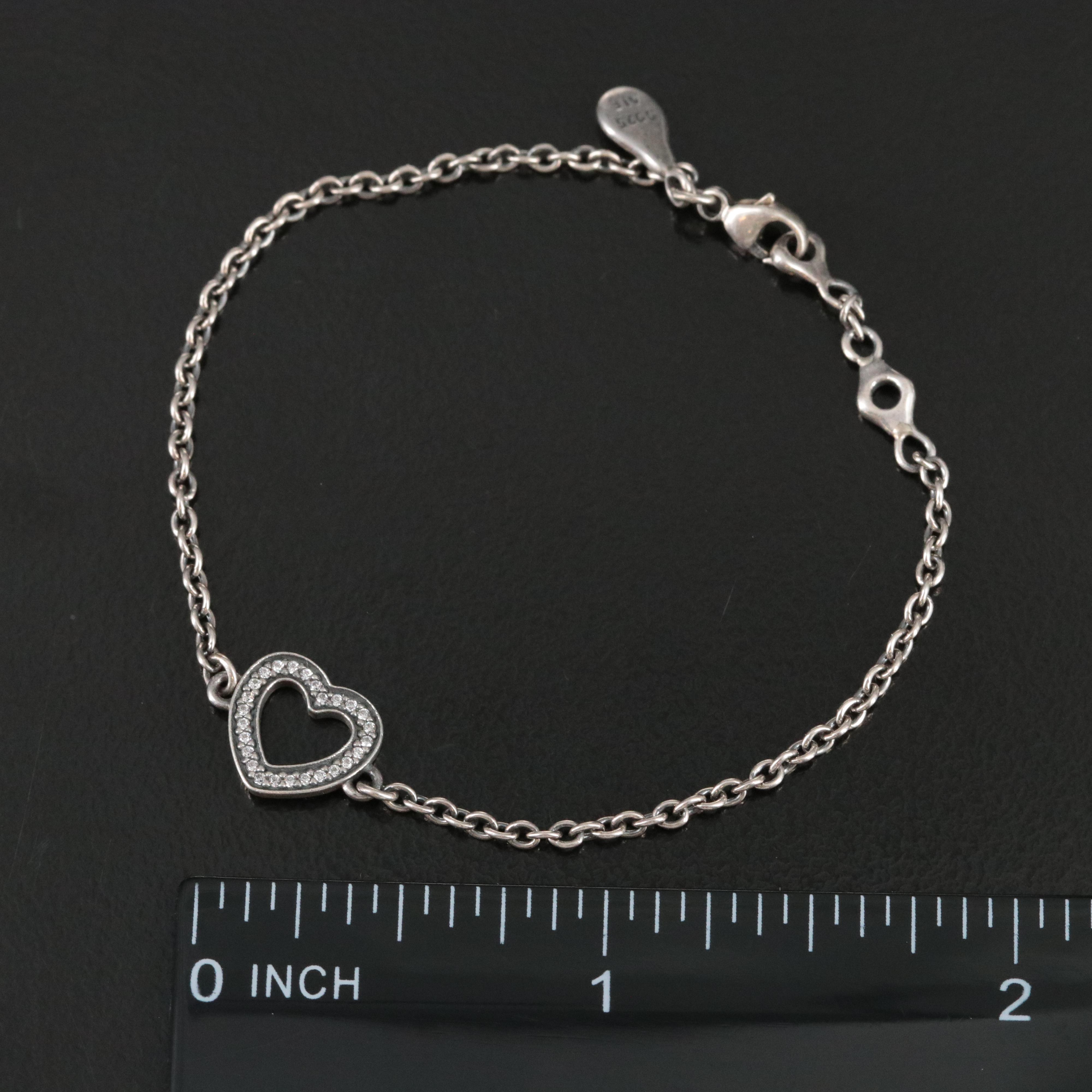 Pandora Sterling CZ Heart Bracelet
