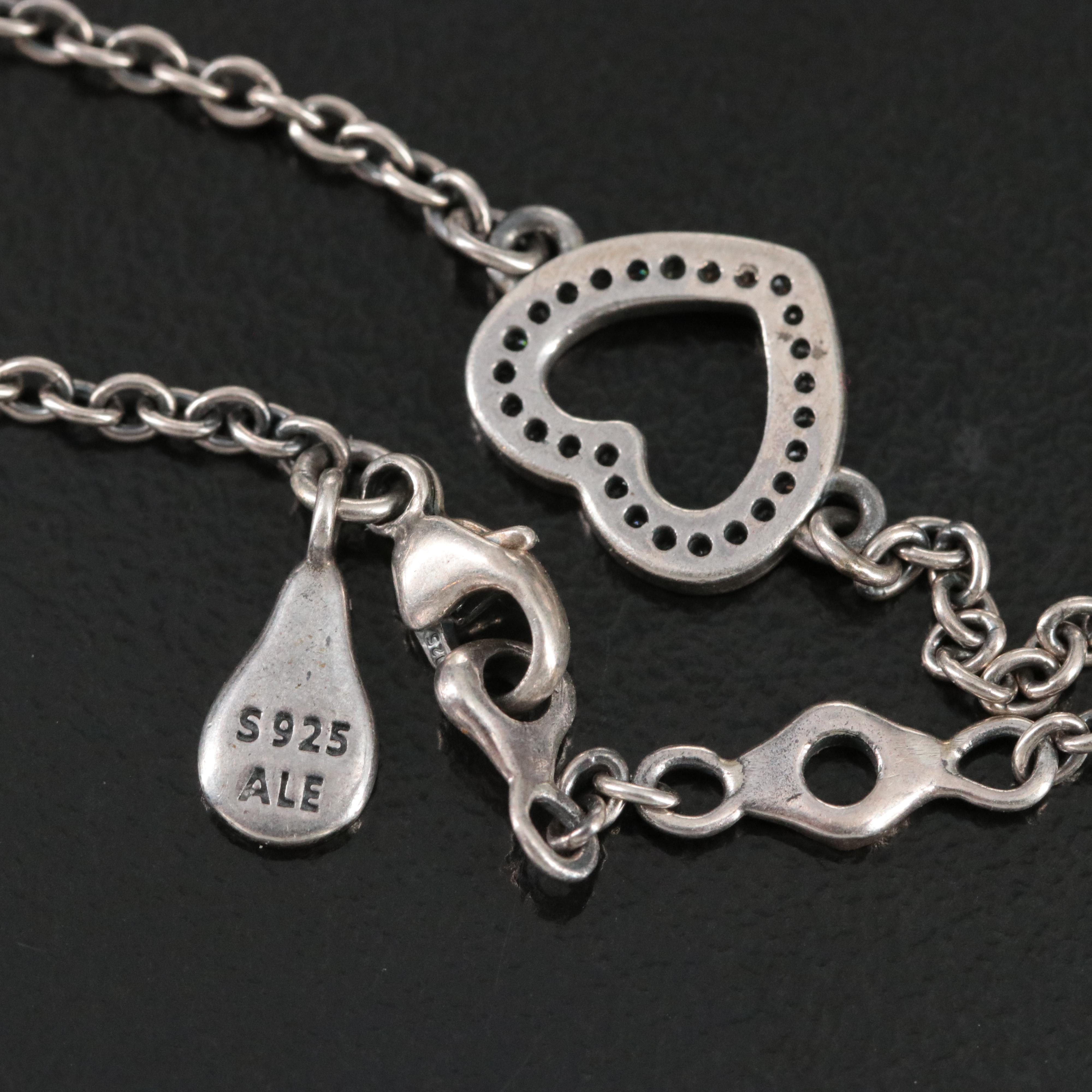 Pandora Sterling CZ Heart Bracelet