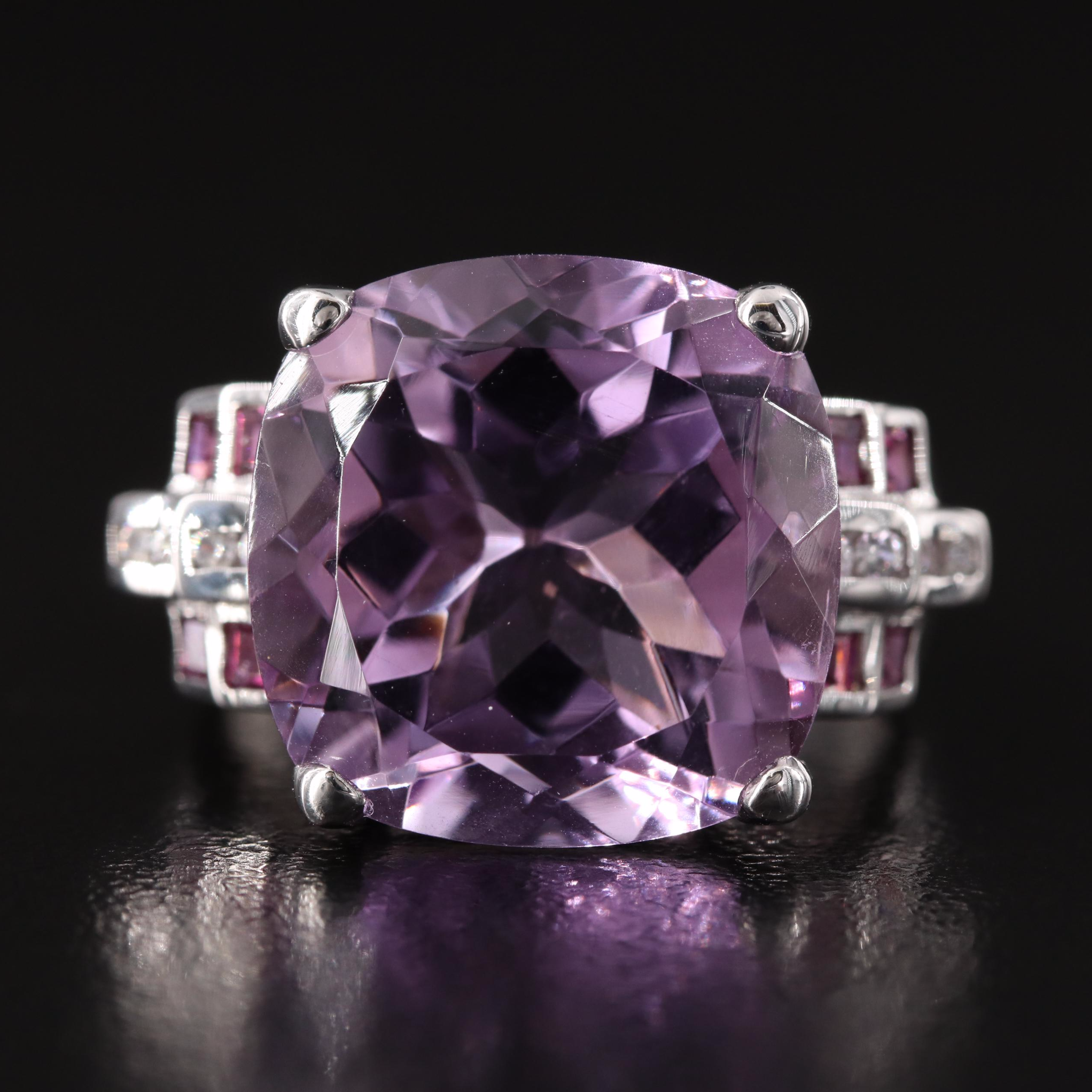 Sterling Amethyst, Garnet, and White Topaz Ring