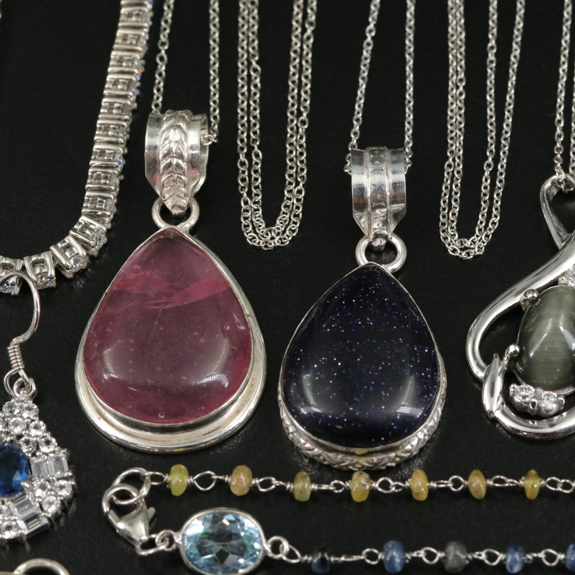 17 Assorted Sterling Silver Bracelets, Earrings, Necklaces, Pendants, and Rings