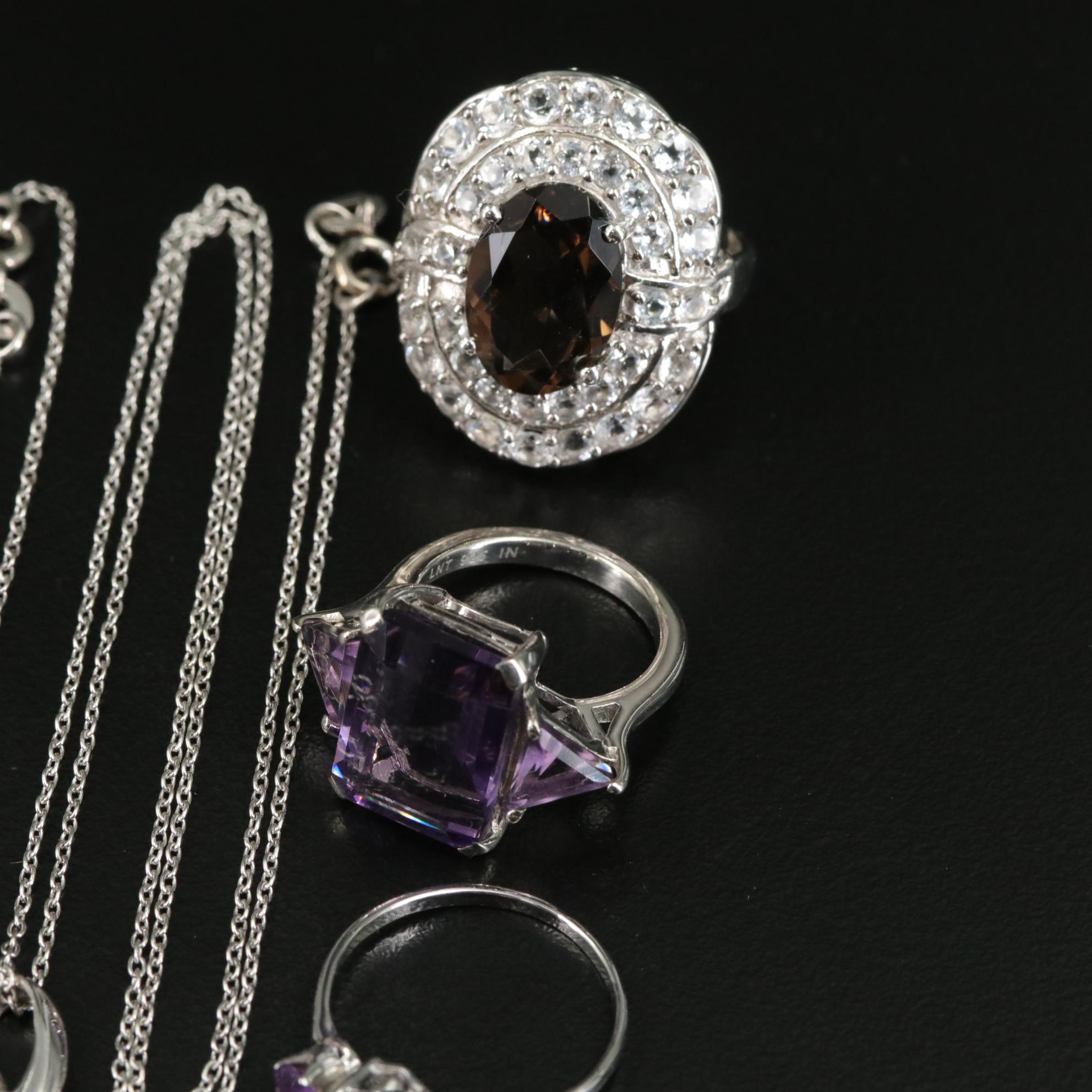 17 Assorted Sterling Silver Bracelets, Earrings, Necklaces, Pendants, and Rings