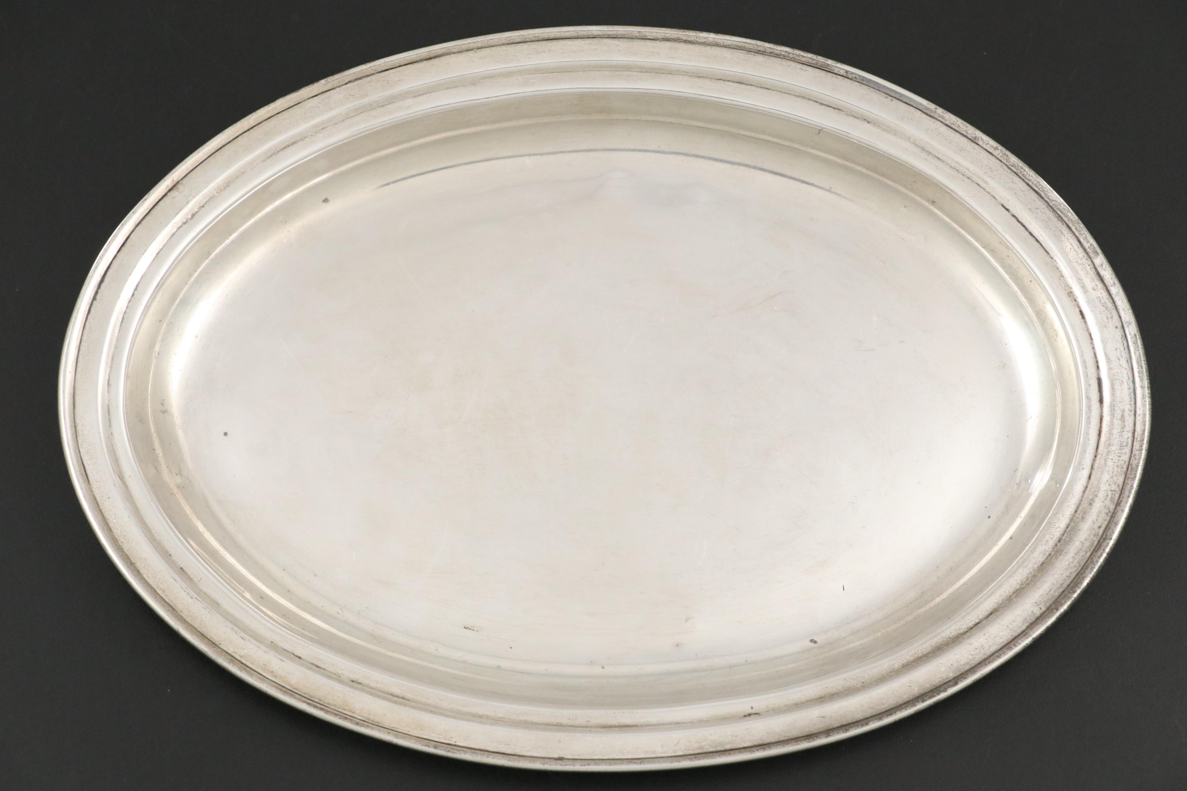 James E. Blake Co. Hammered Sterling Salt Cellars and Weidlich Sterling Tray