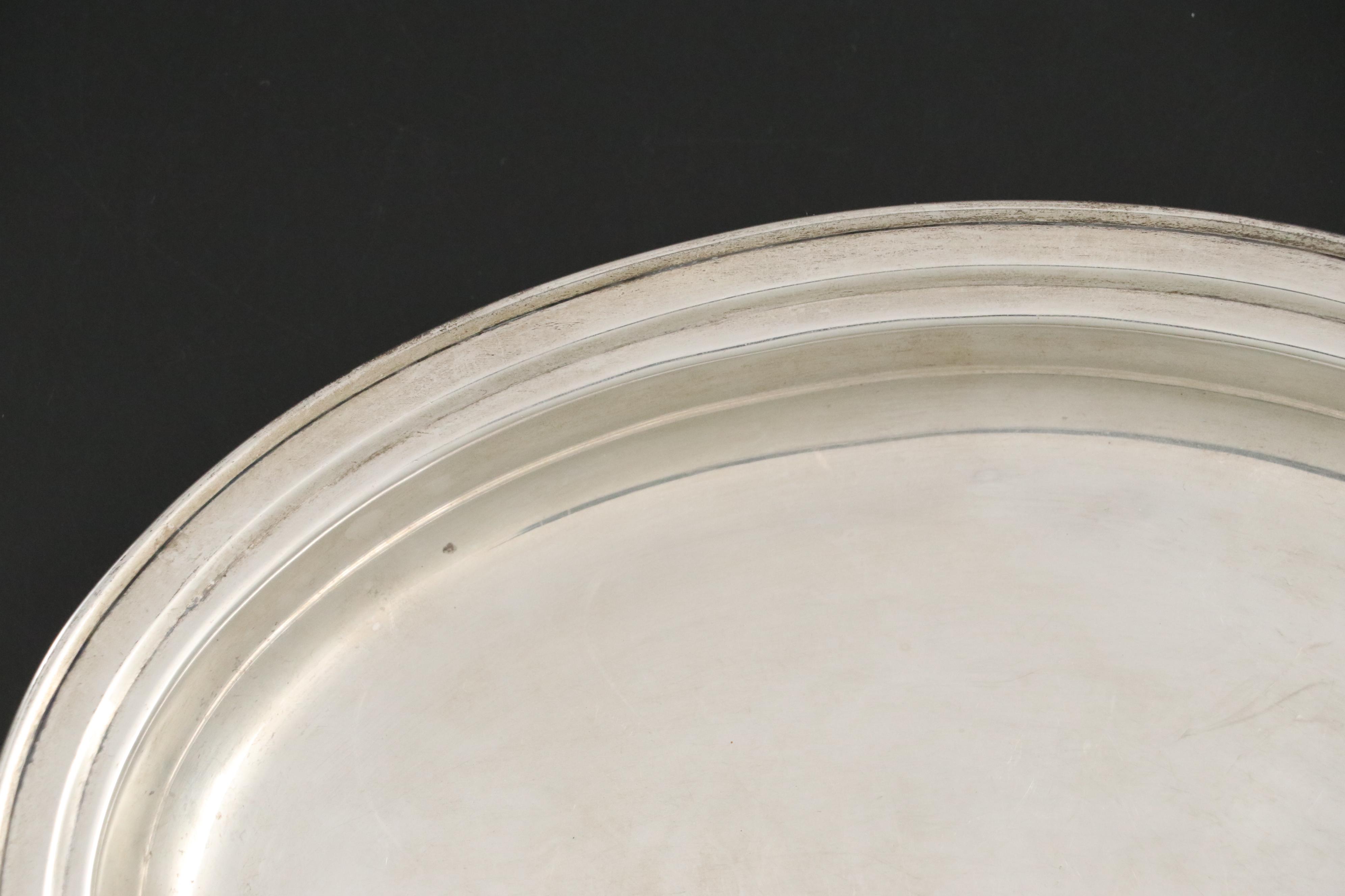 James E. Blake Co. Hammered Sterling Salt Cellars and Weidlich Sterling Tray