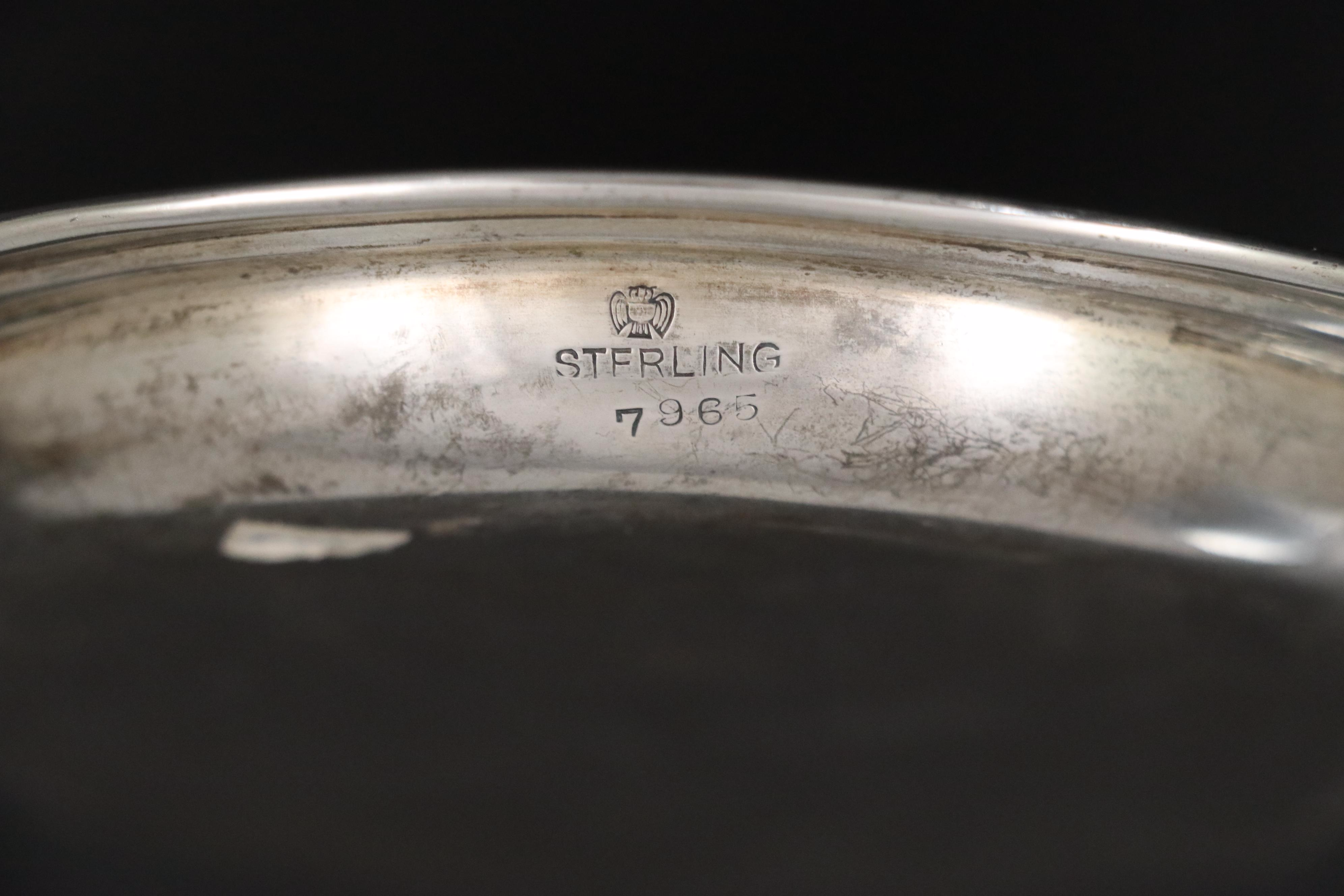 James E. Blake Co. Hammered Sterling Salt Cellars and Weidlich Sterling Tray