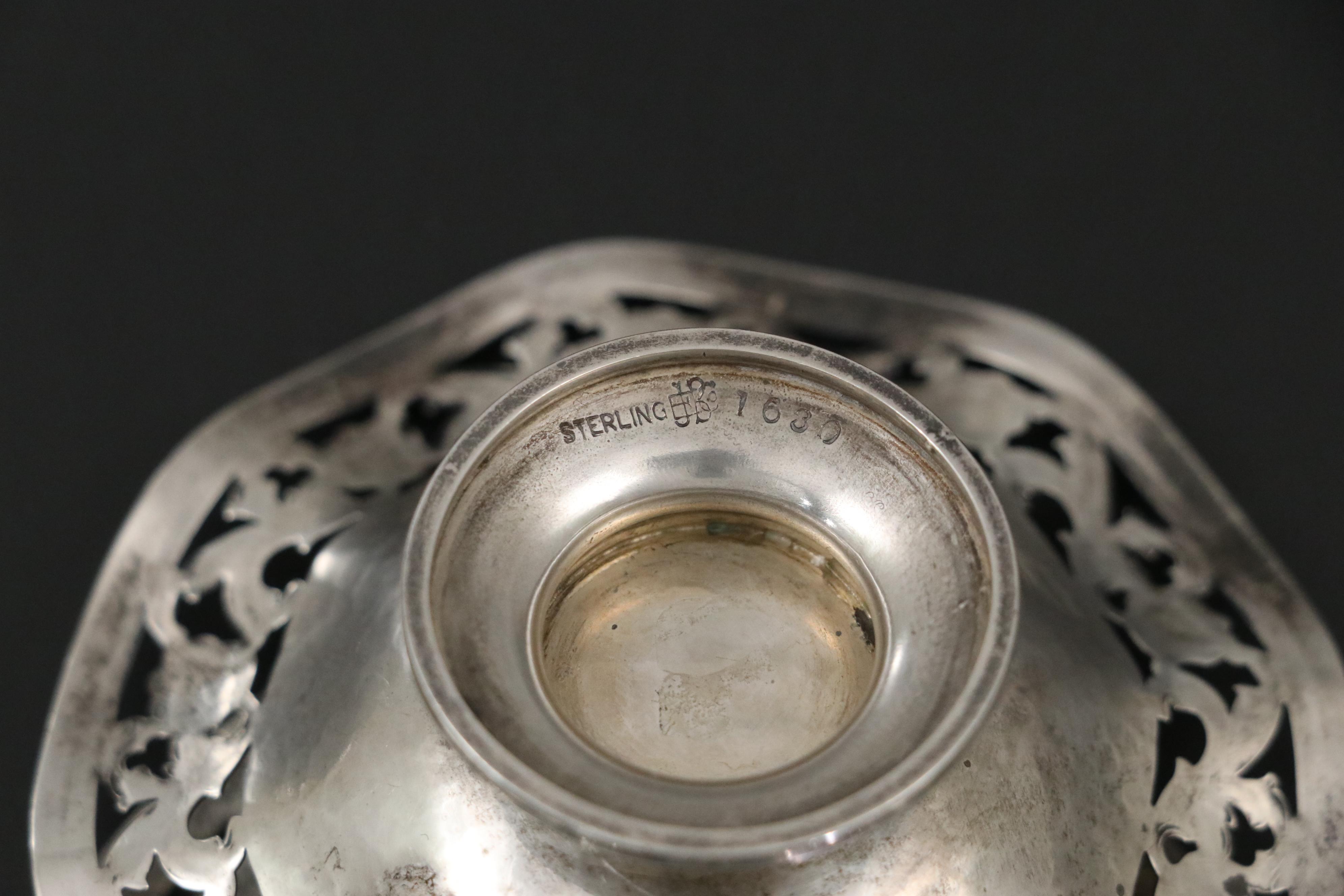 James E. Blake Co. Hammered Sterling Salt Cellars and Weidlich Sterling Tray