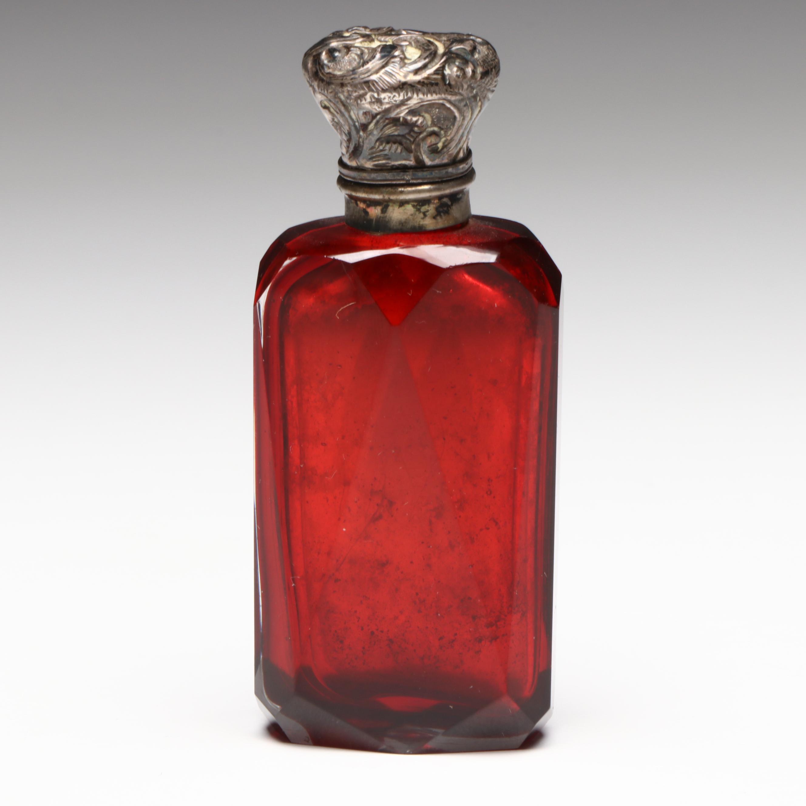 Late Victorian Faceted Ruby Glass Double-Sided and Other Perfume Bottles