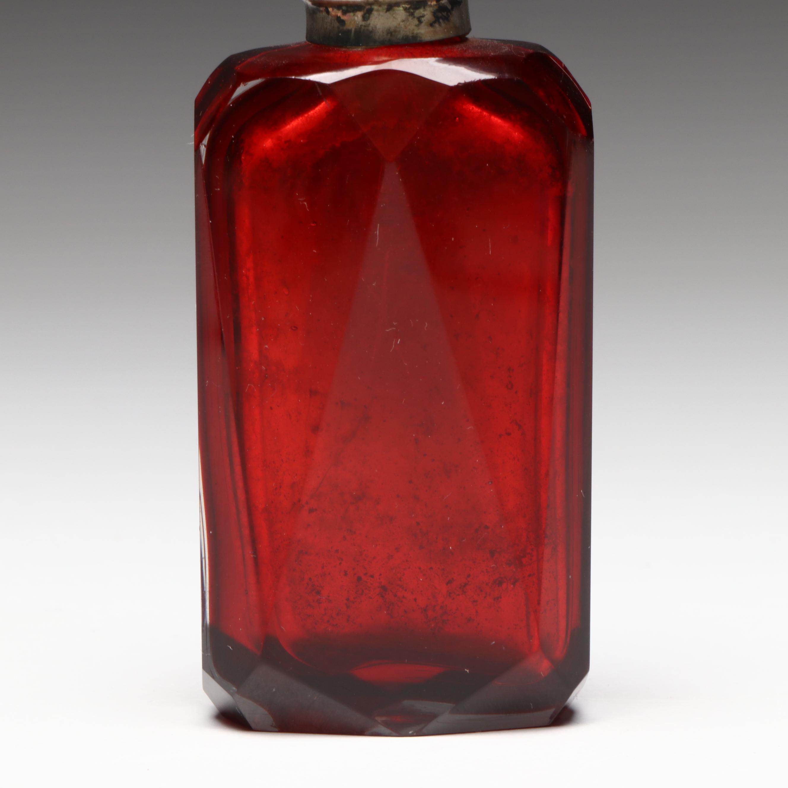 Late Victorian Faceted Ruby Glass Double-Sided and Other Perfume Bottles