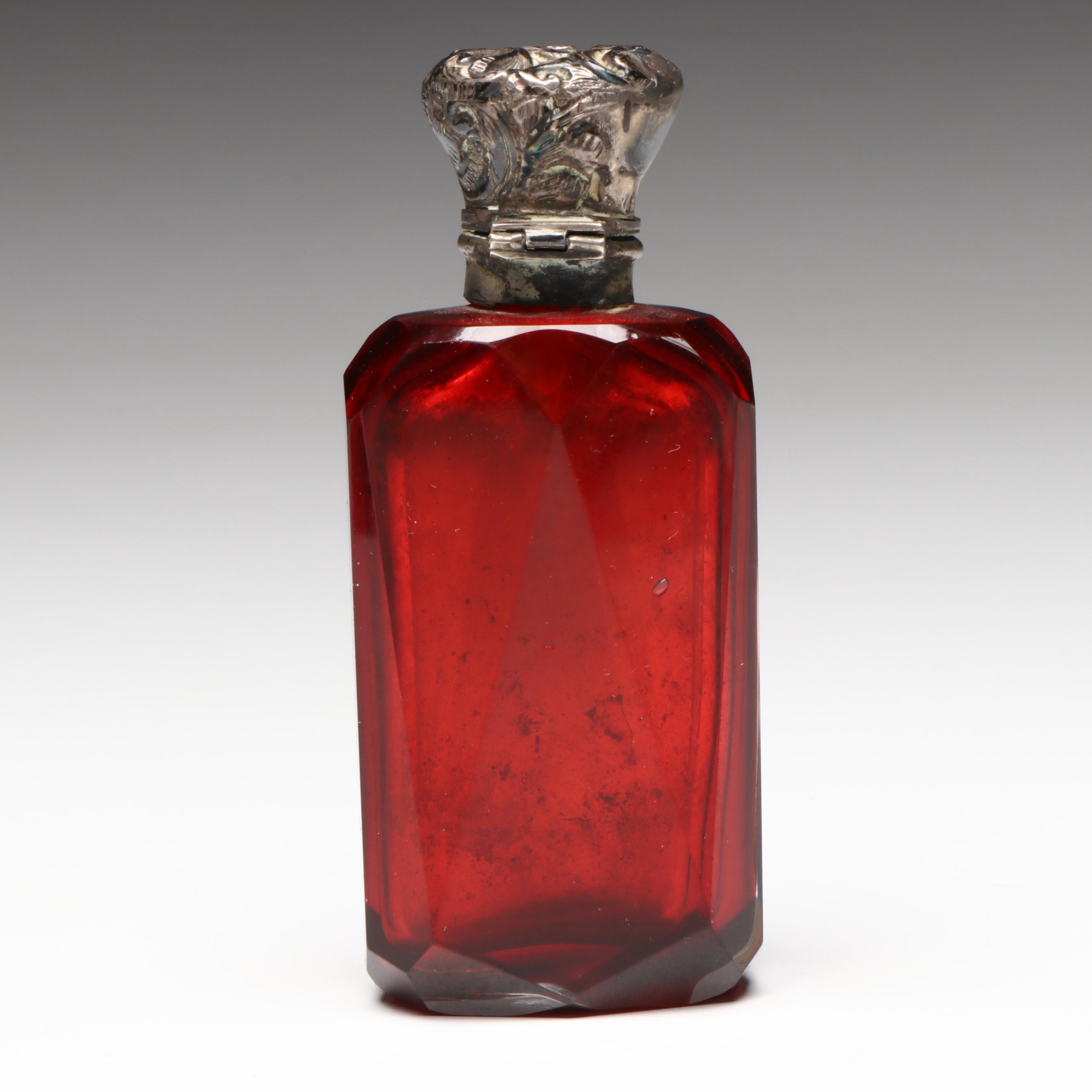 Late Victorian Faceted Ruby Glass Double-Sided and Other Perfume Bottles