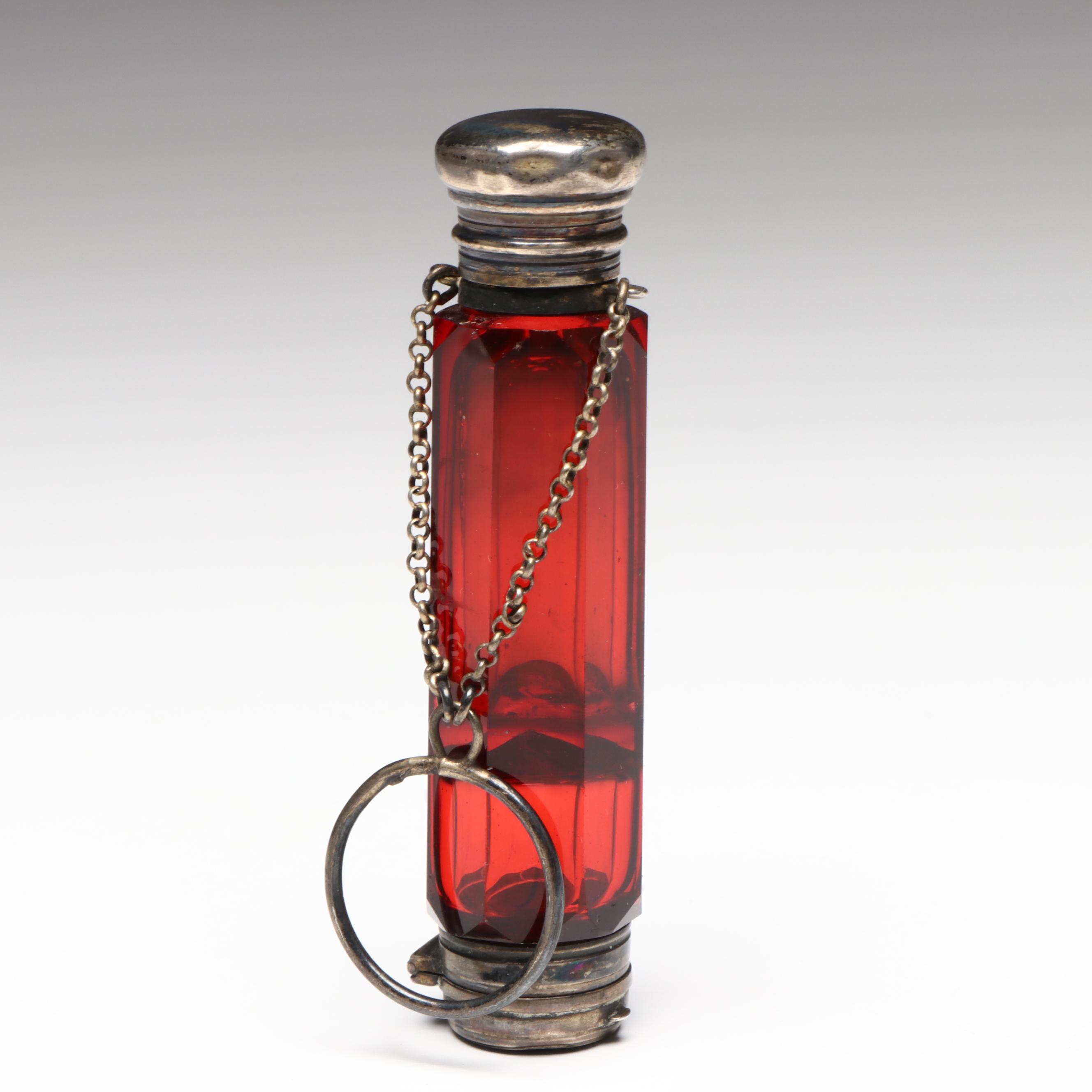 Late Victorian Faceted Ruby Glass Double-Sided and Other Perfume Bottles