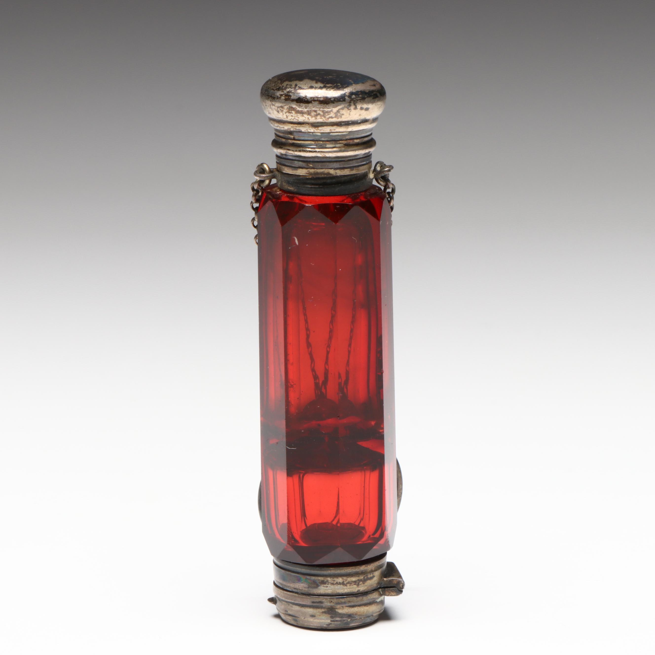 Late Victorian Faceted Ruby Glass Double-Sided and Other Perfume Bottles
