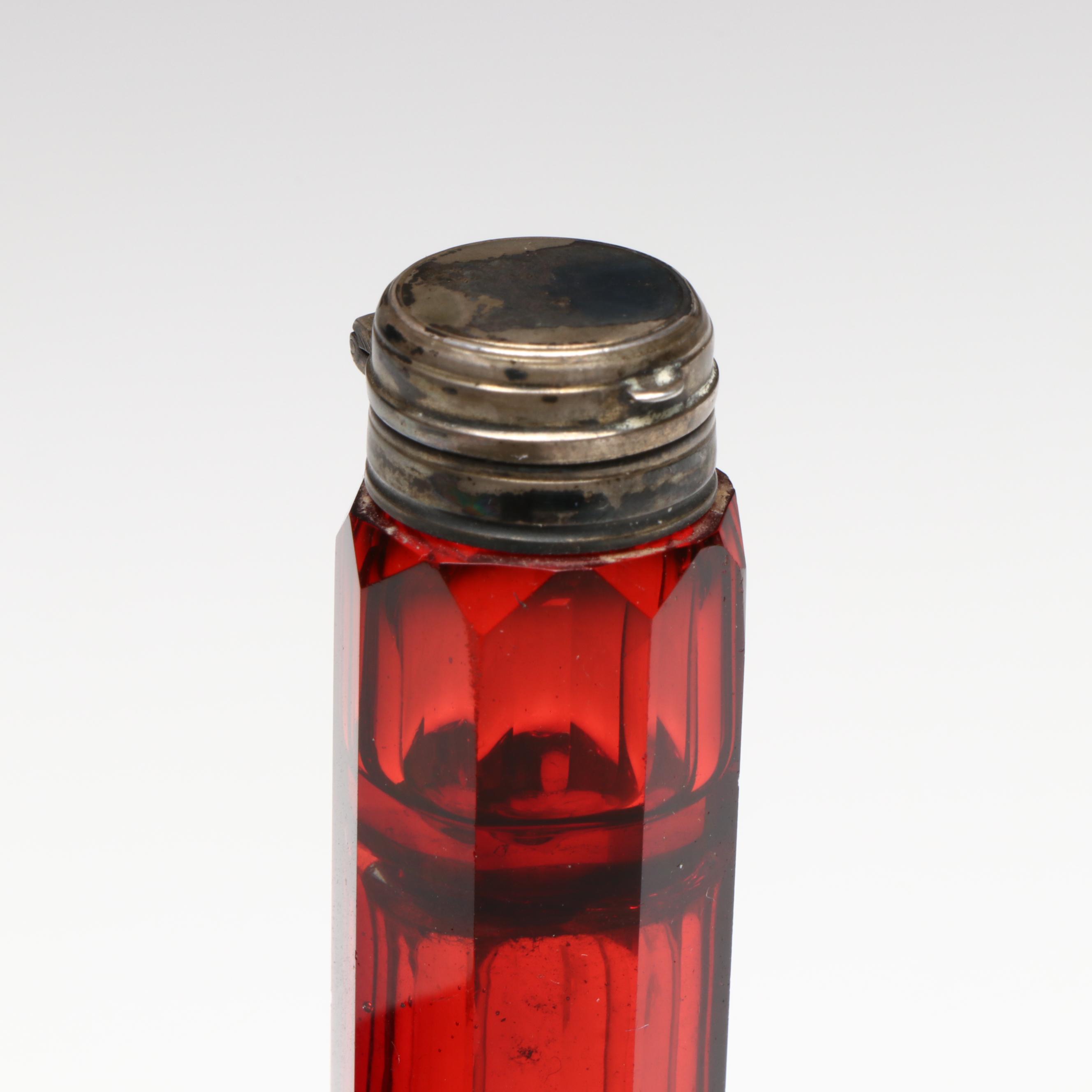 Late Victorian Faceted Ruby Glass Double-Sided and Other Perfume Bottles