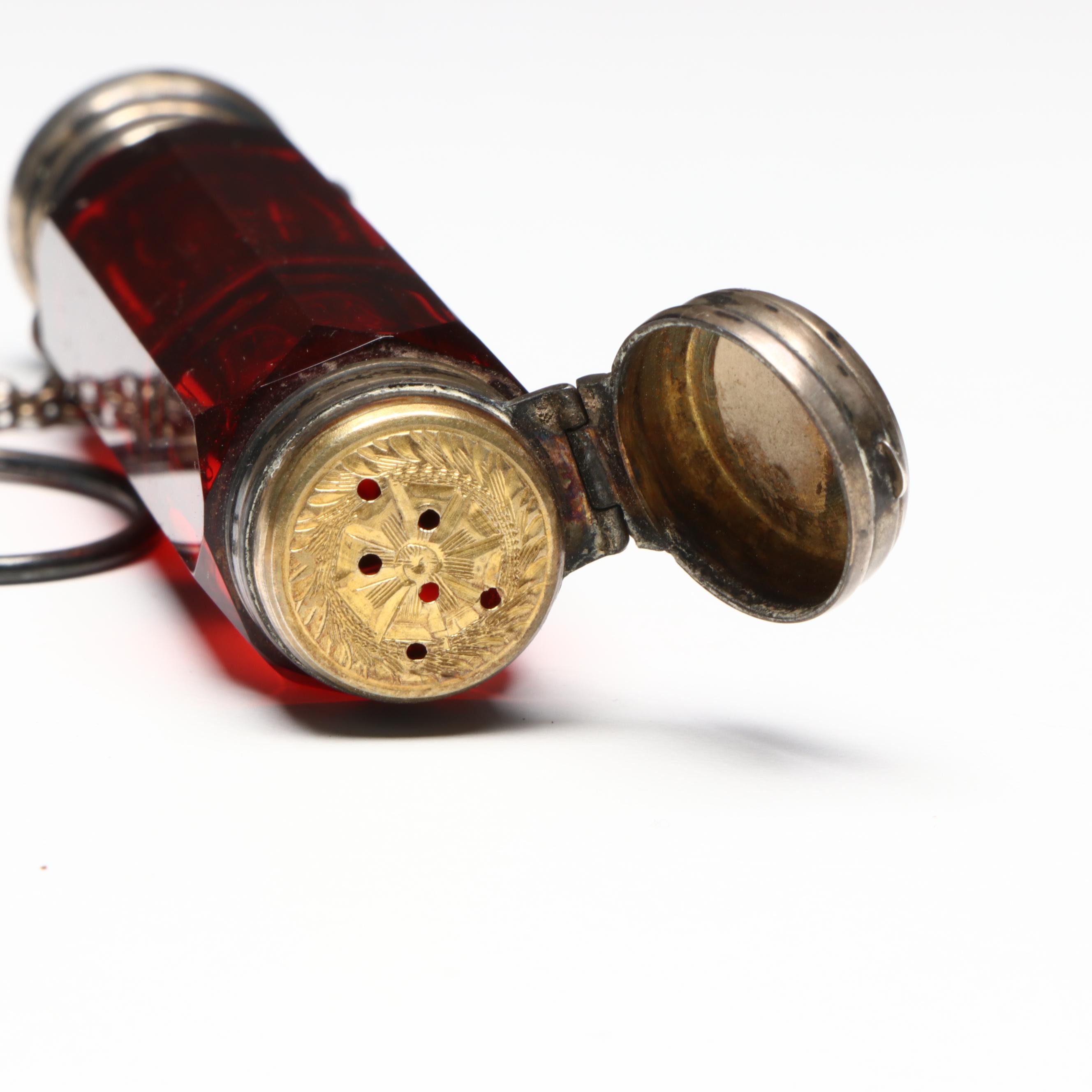 Late Victorian Faceted Ruby Glass Double-Sided and Other Perfume Bottles
