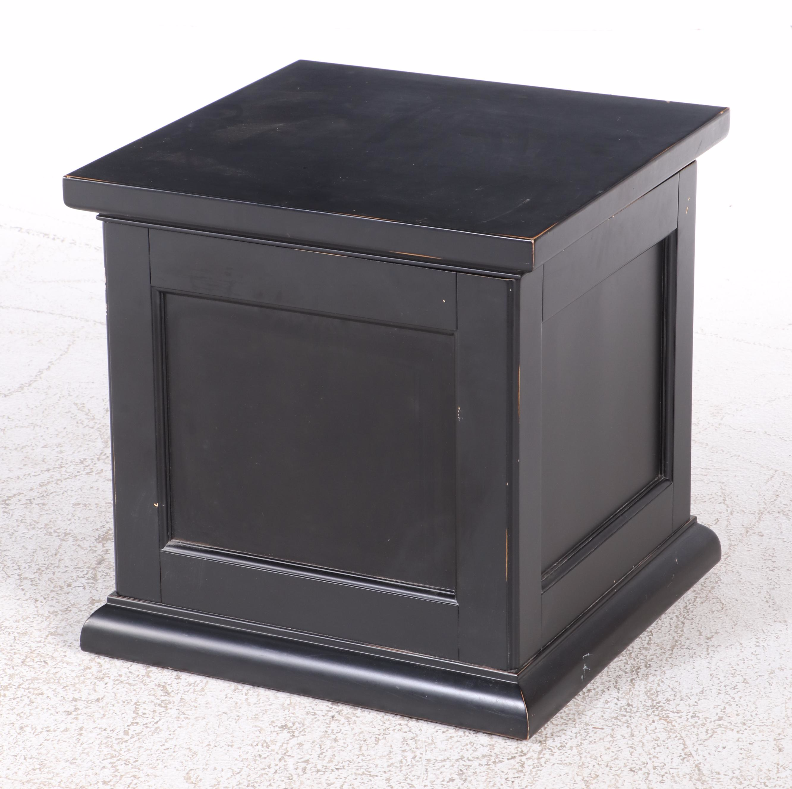 Pottery Barn "Nantucket" Ebonized Storage Cube Side Table