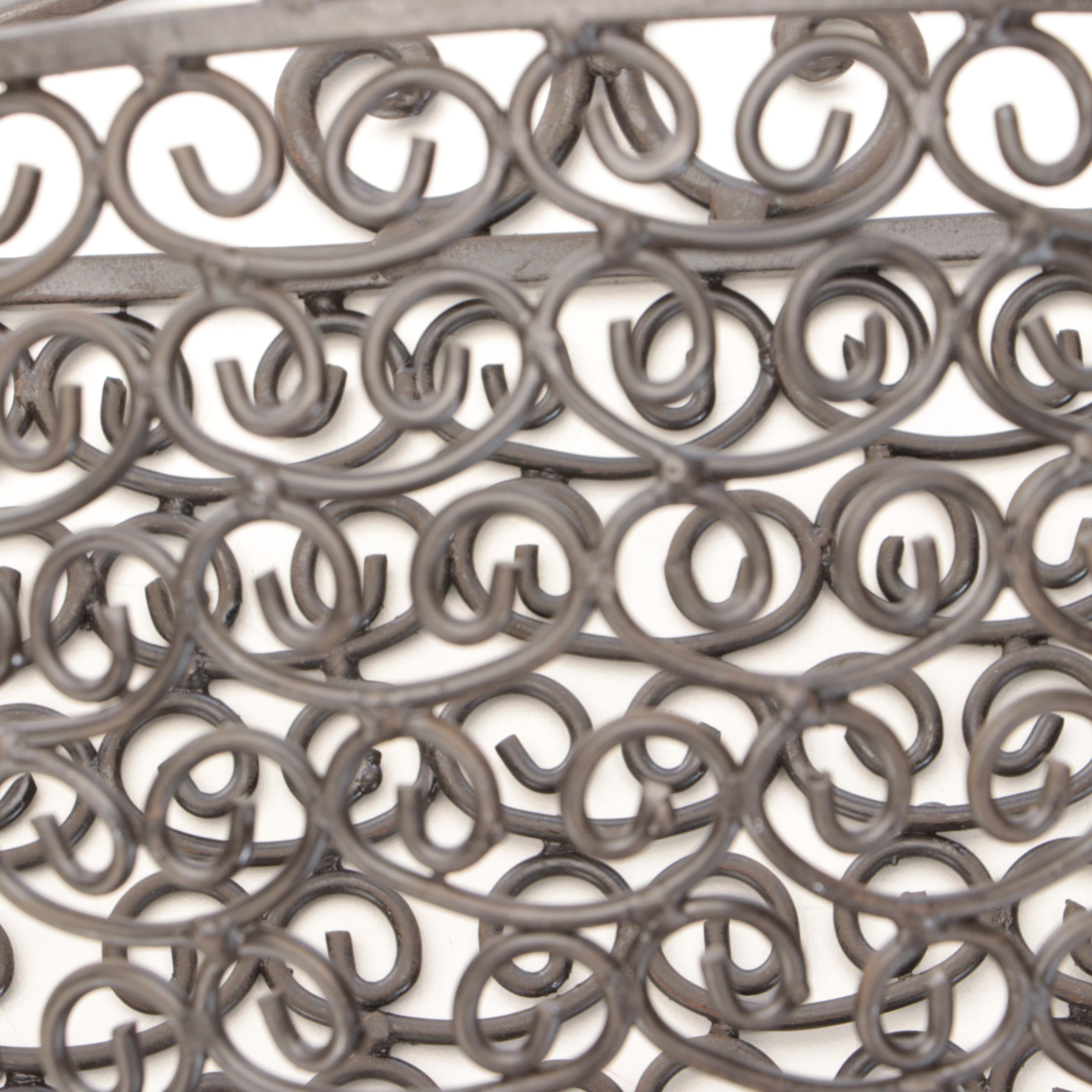 Openwork Scrolled Metal Wall Pocket Planter Basket, Matched Pair